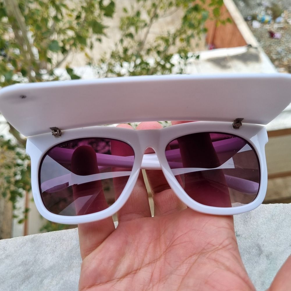 خرید اینترنتی عینک آفتابی چنل مدل سایه بان سفید