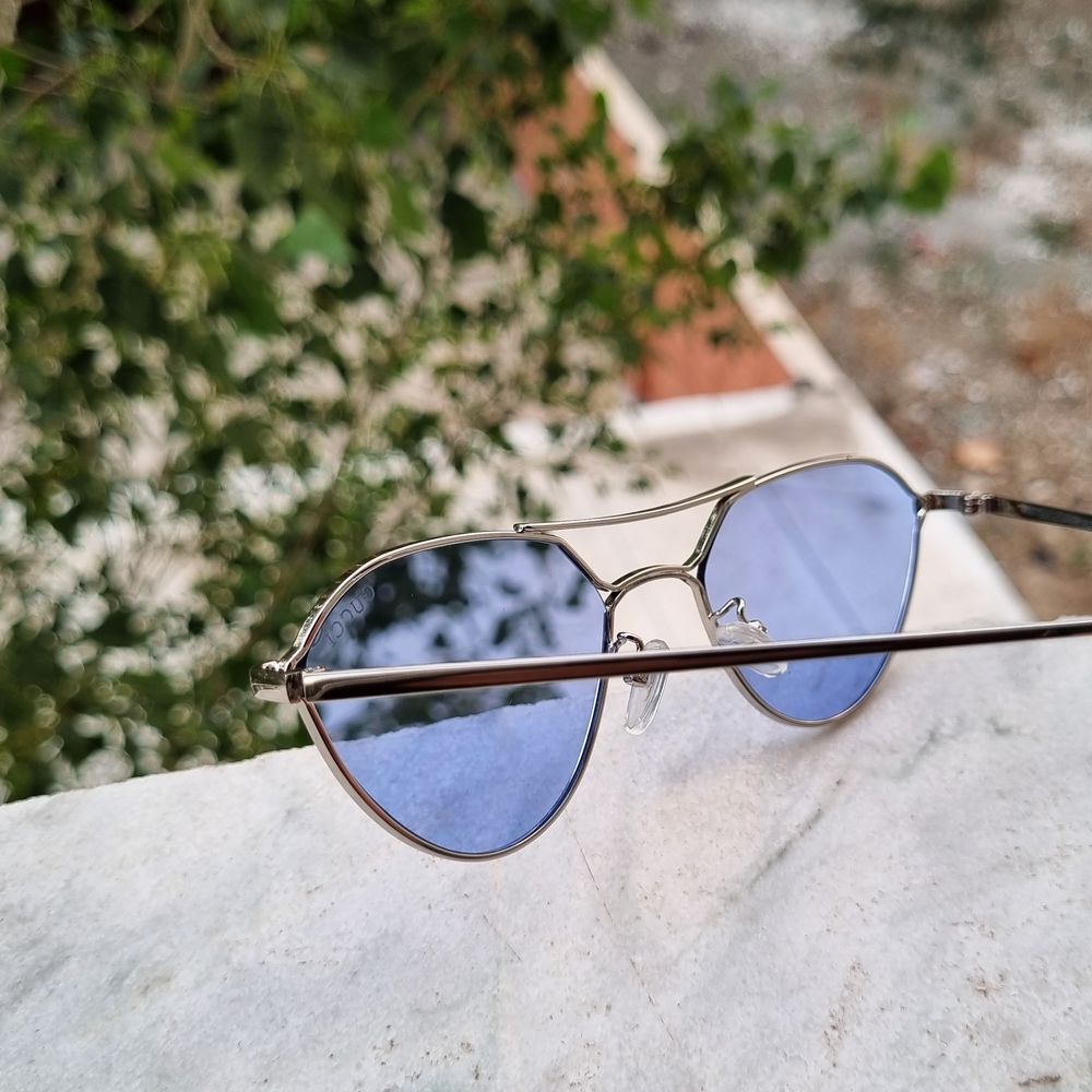 خرید اینترنتی عینک شب مارک گوچی مدل فلزی رنگ آبی