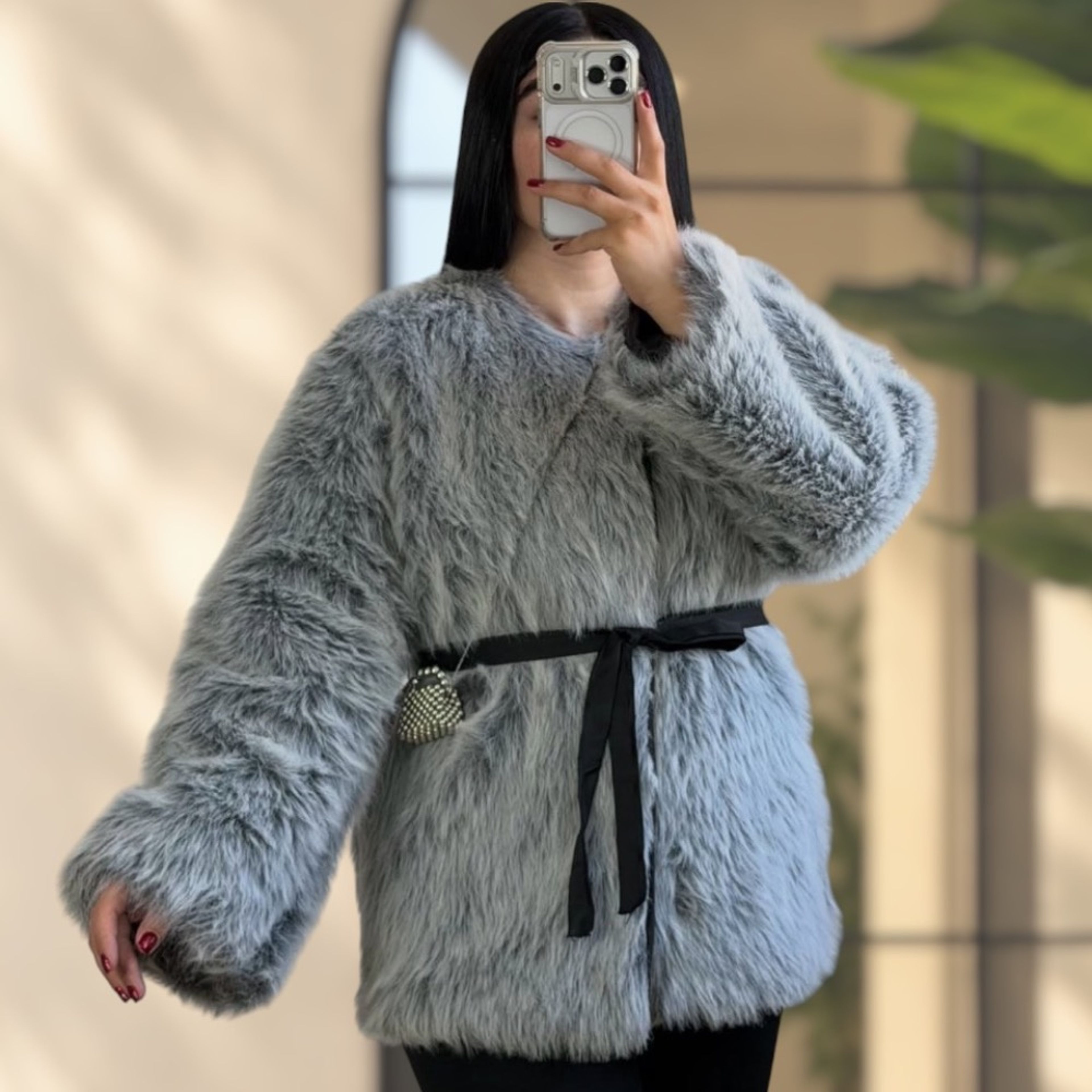 خرید اینترنتی کت خز گرگی خاکستری
