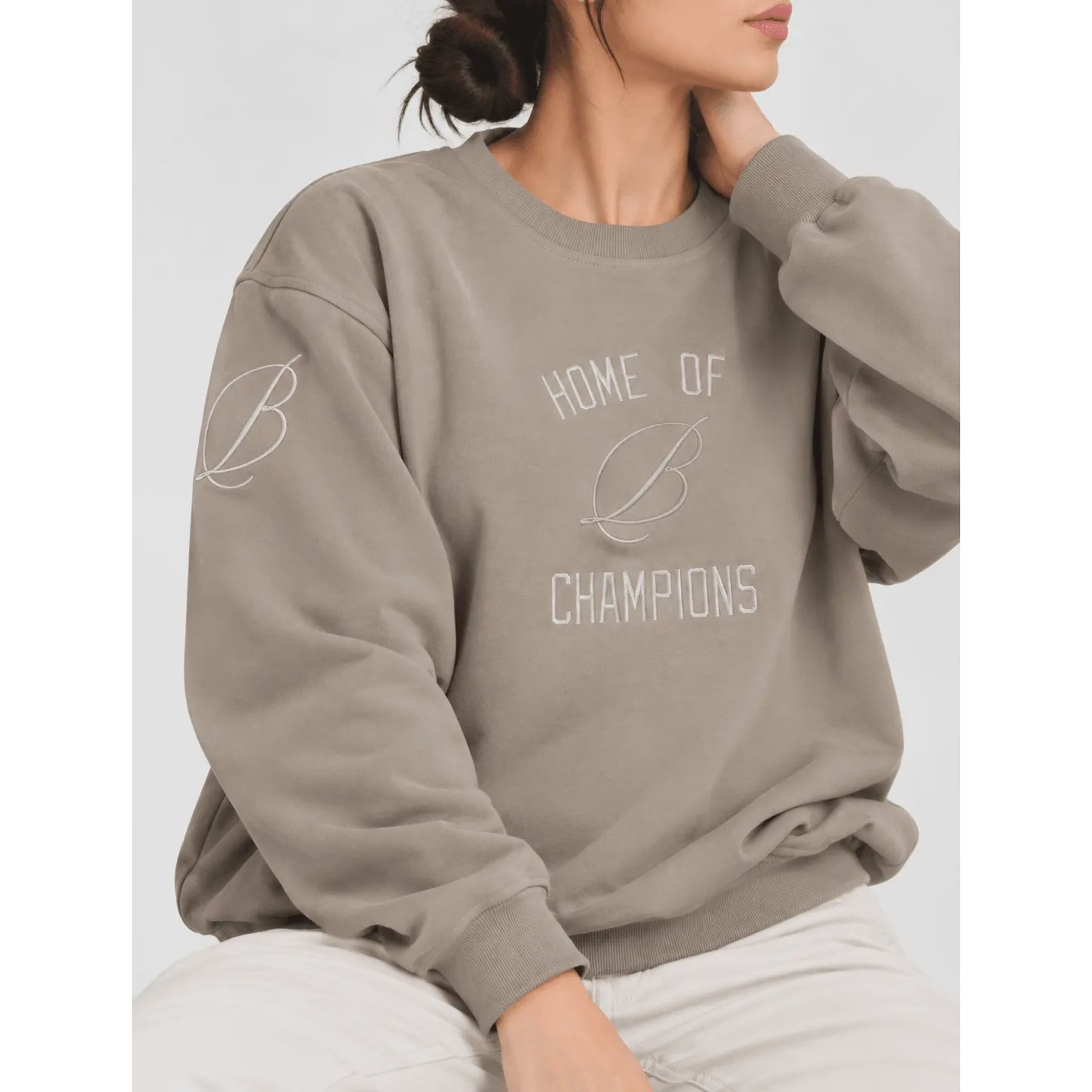 قیمت ارزان دورس زنانه یقه گرد طرح گلدوزی Home Of B Champions کد 33121