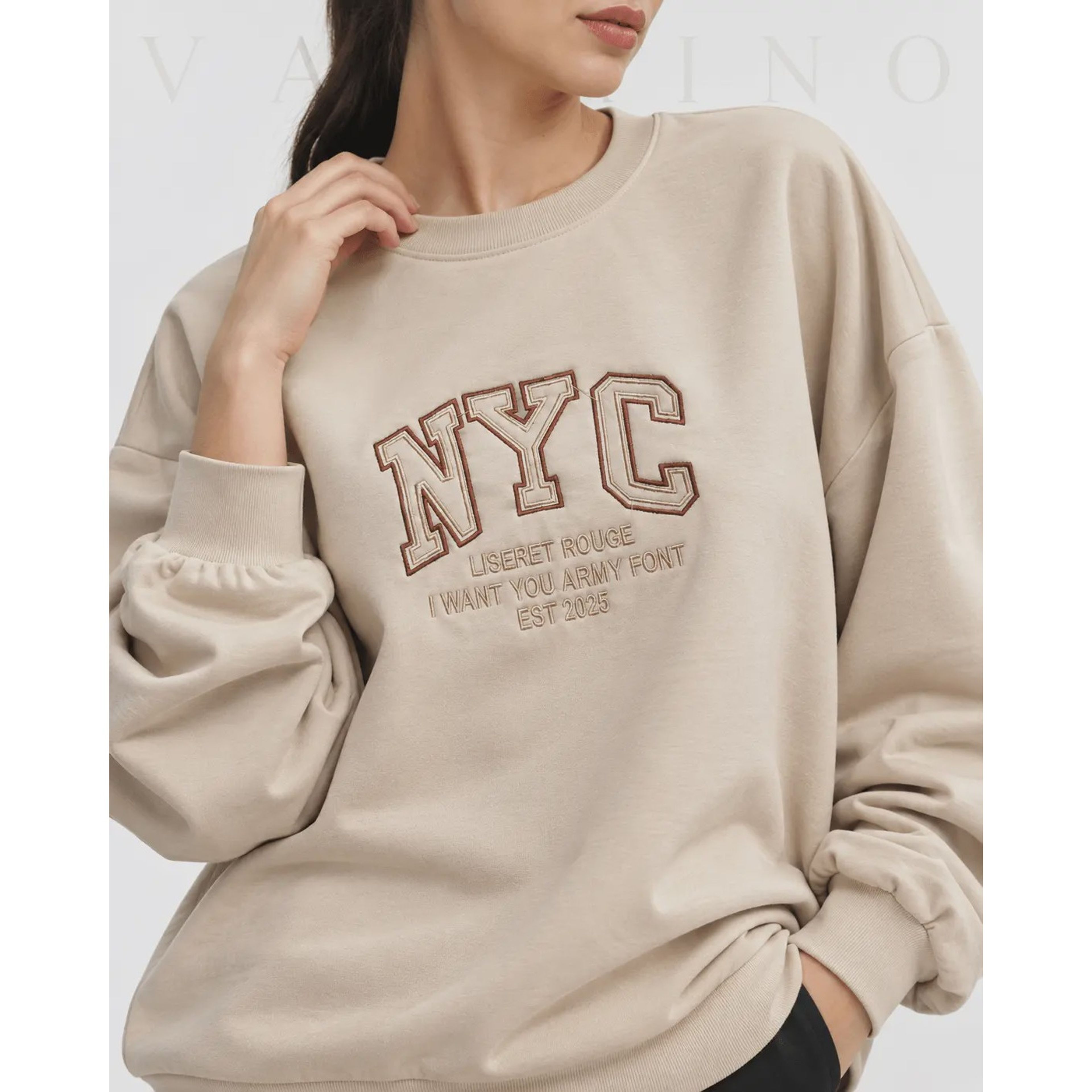 قیمت ارزان دورس زنانه یقه گرد طرح گلدوزی NYC کد 33123