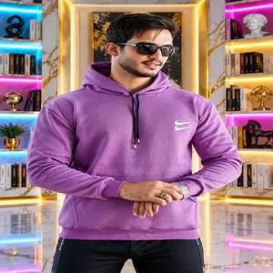 هودی مردانه بیسیک داخل کرکی رنگ بنفش