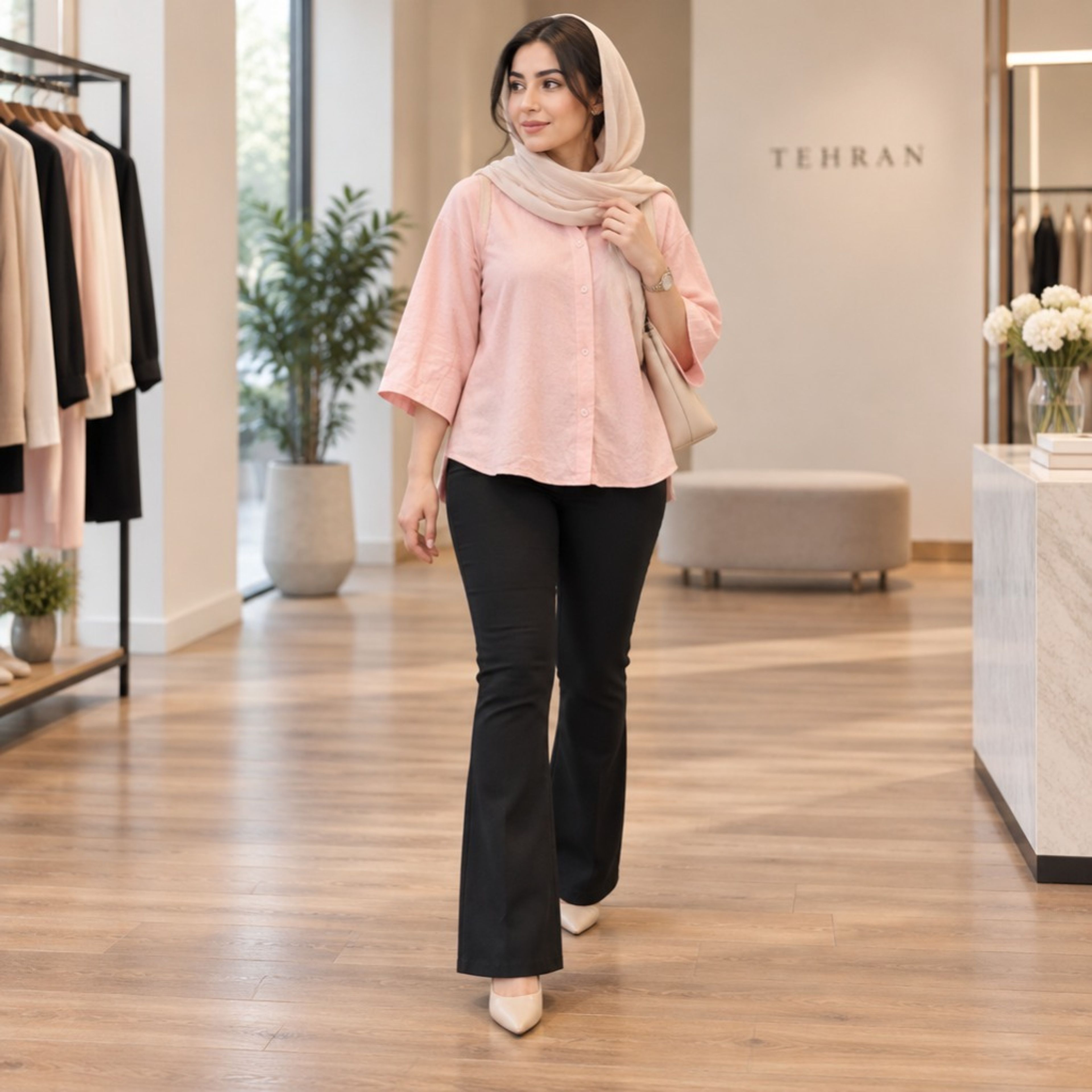 خرید اینترنتی شلوار زنانه دمپا بوتکات کرپ باربی