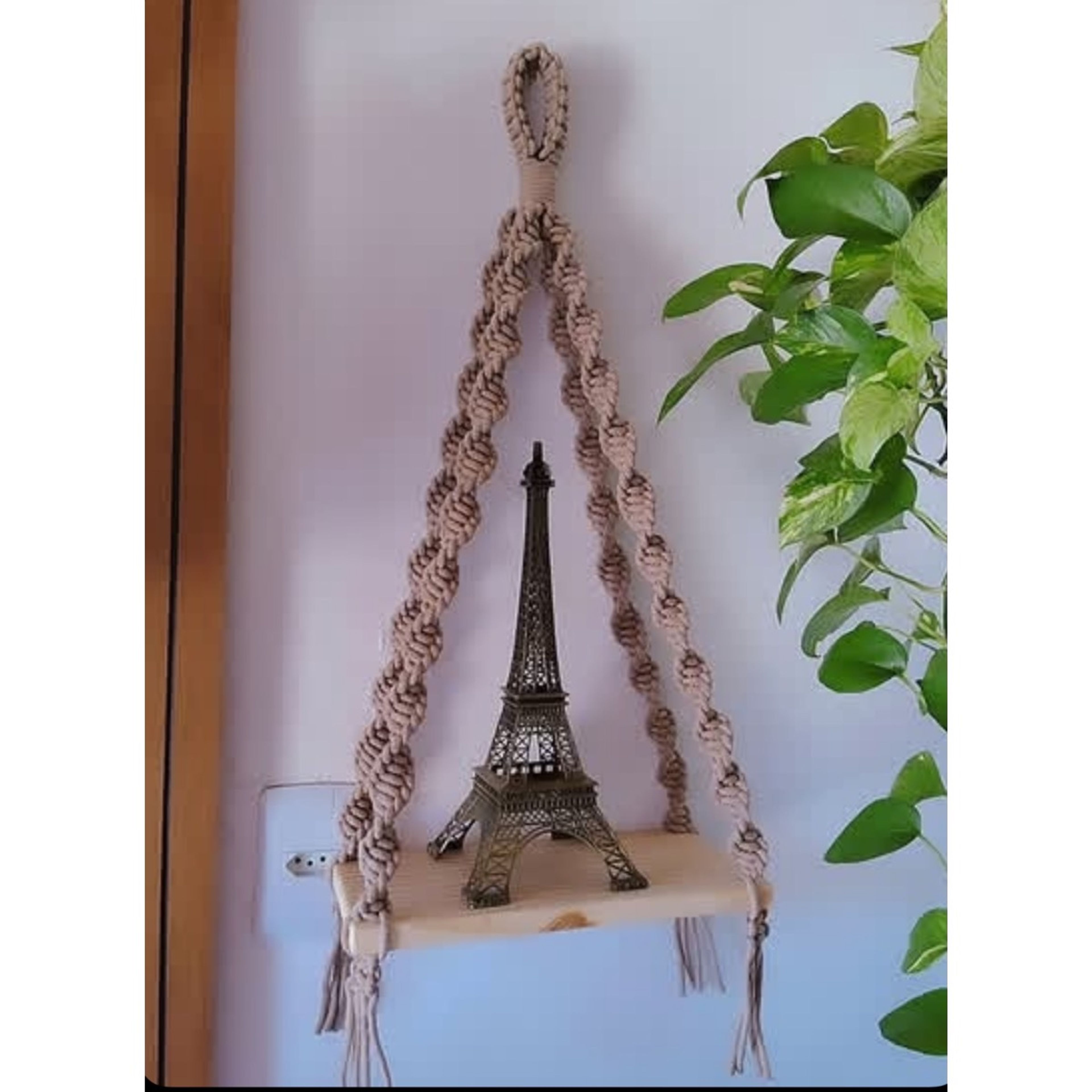 خرید اینترنتی دیوارکوب شلف چوبی مکرومه کلاسیک