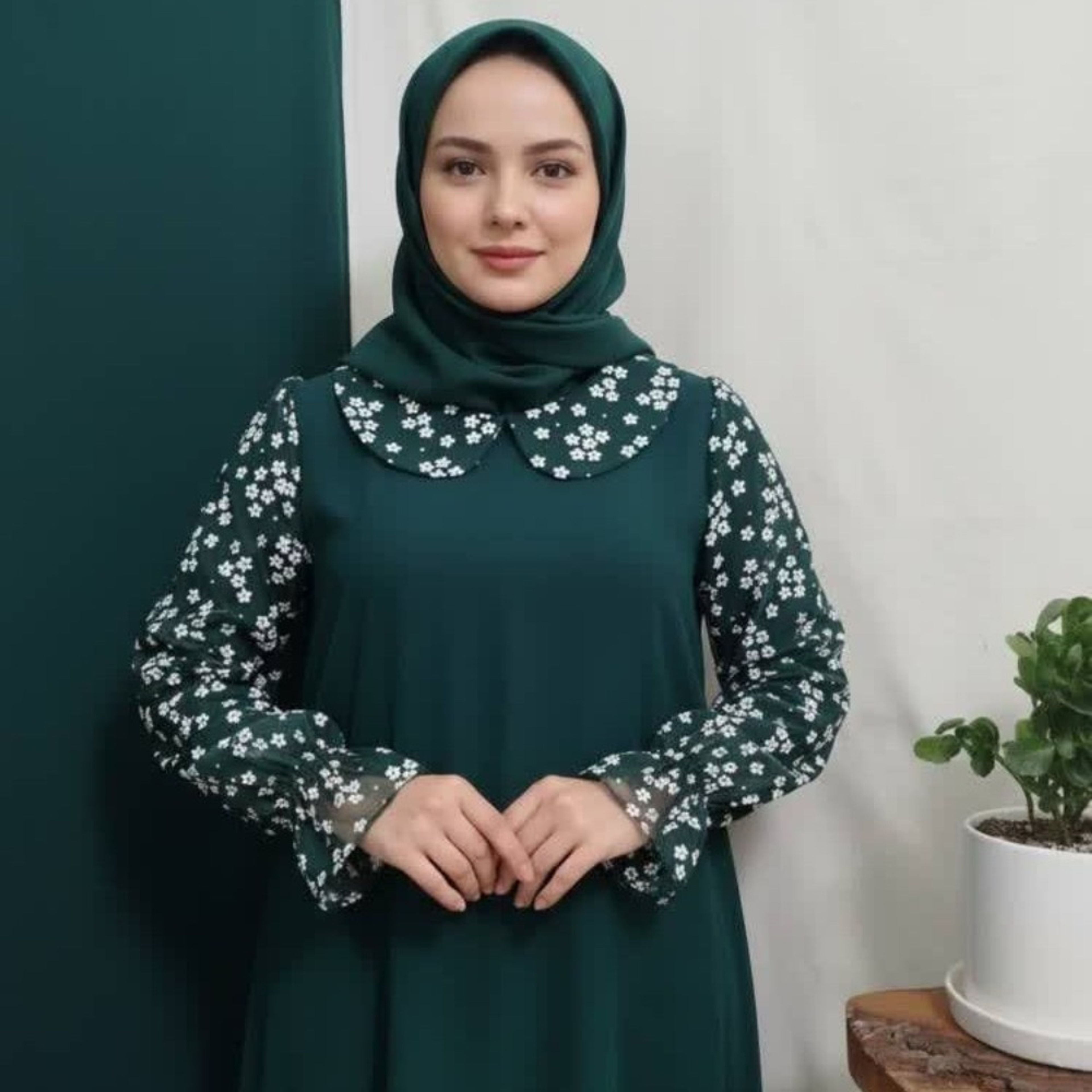 فروش اینترنتی عبای گل گلی مدل شکوفه 🌸 سبز