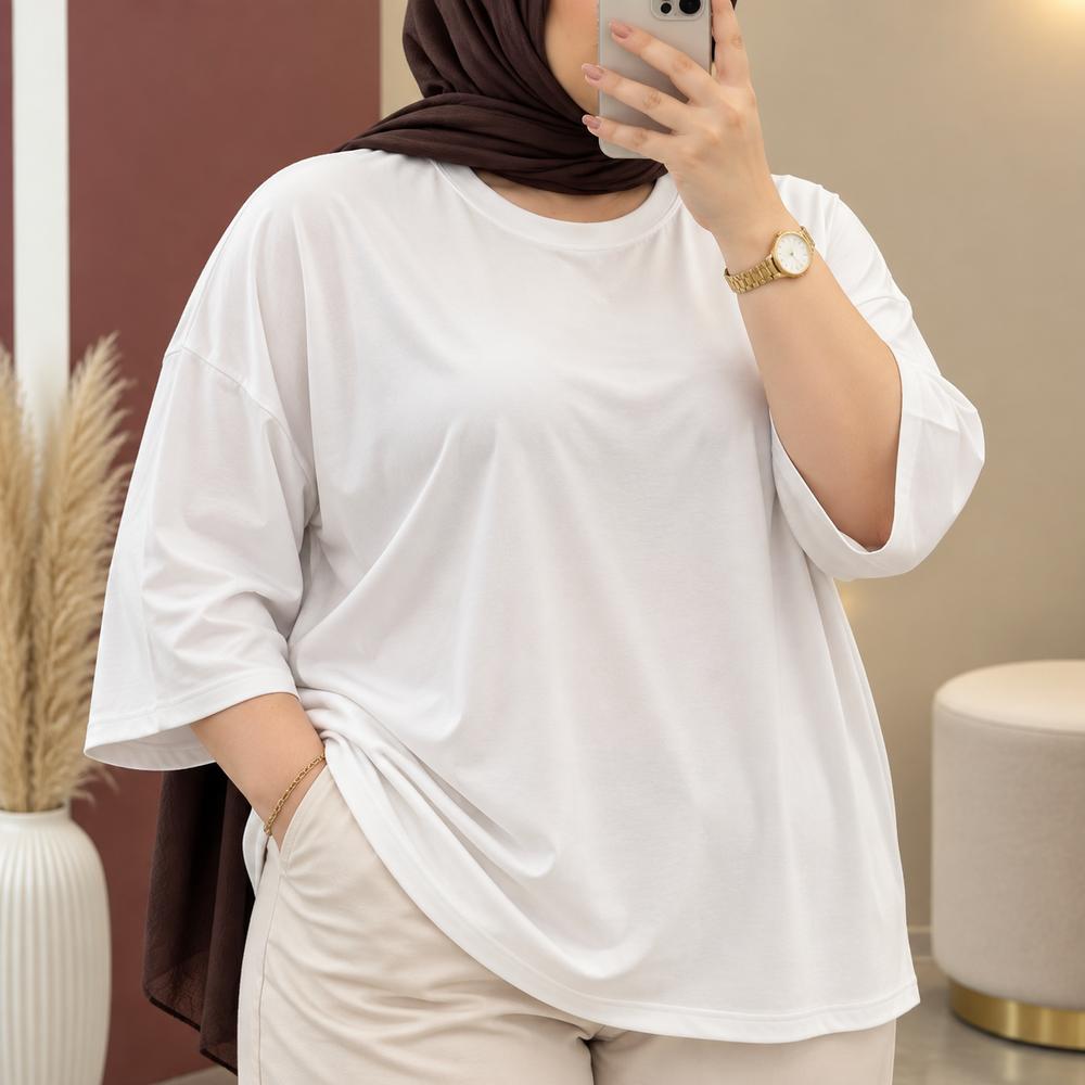 خرید اینترنتی قیمت تیشرت ساده اورسایز آرام | کد 6005