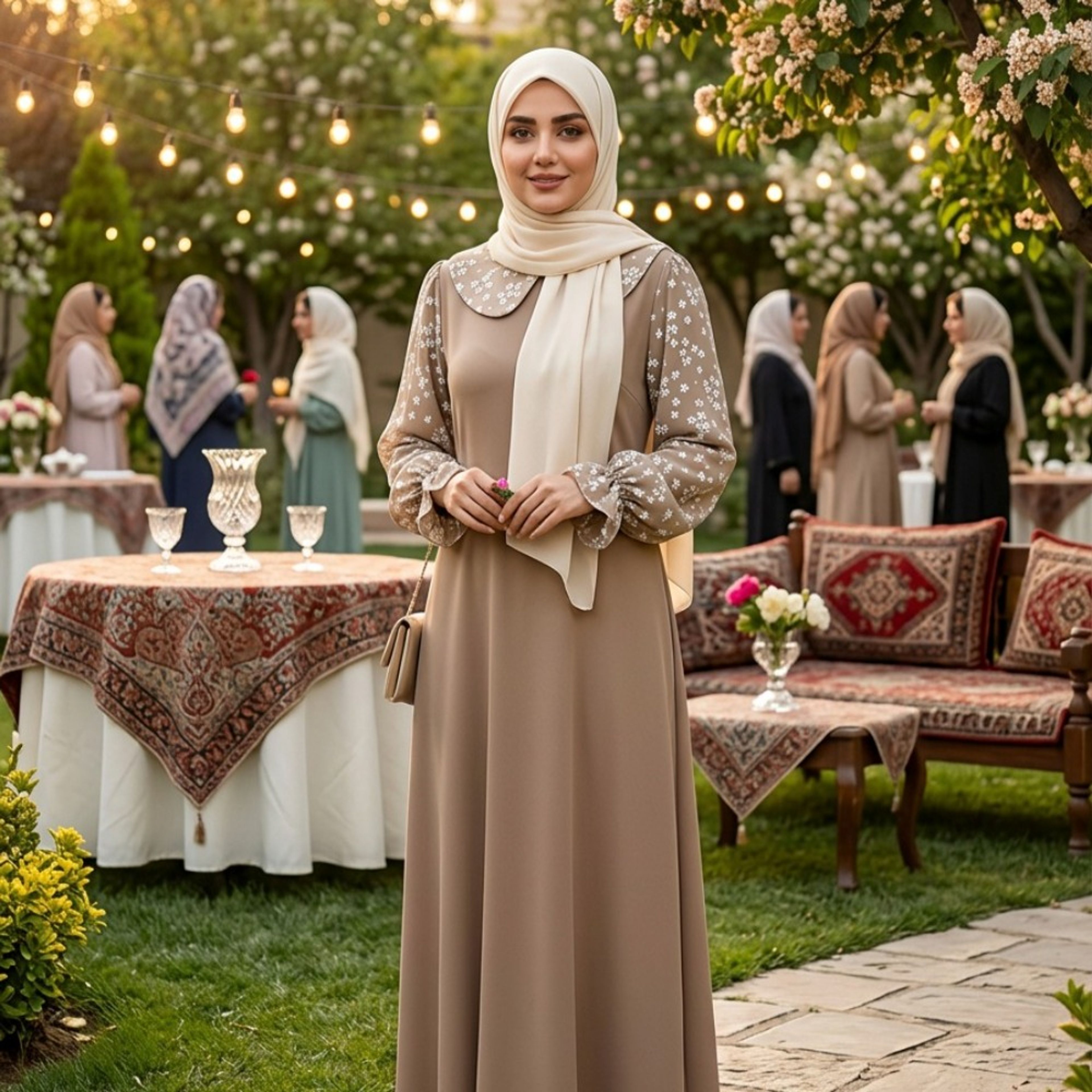 مشخصات عبای گل گلی مدل شکوفه نسکافه ای