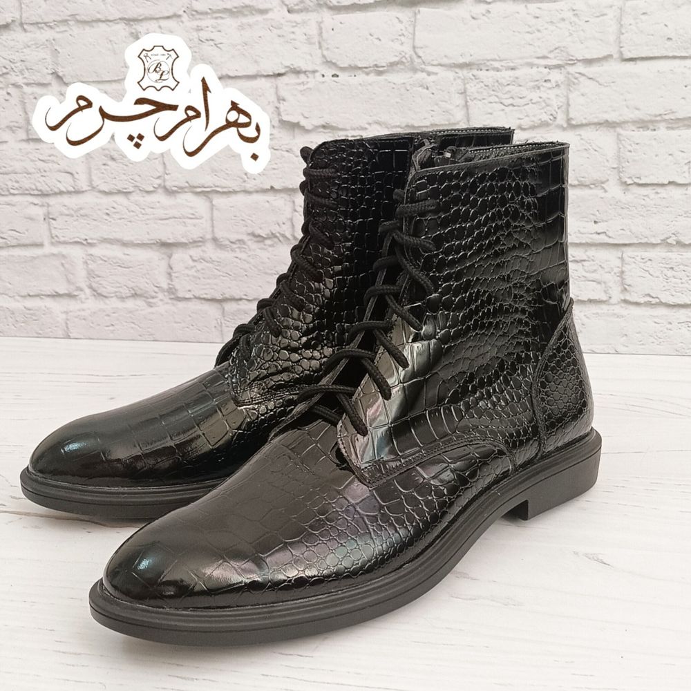 قیمت نیم بوت مردانه اسپرت چرم طبیعی دستدوز مدل آلپ کروکودیلی