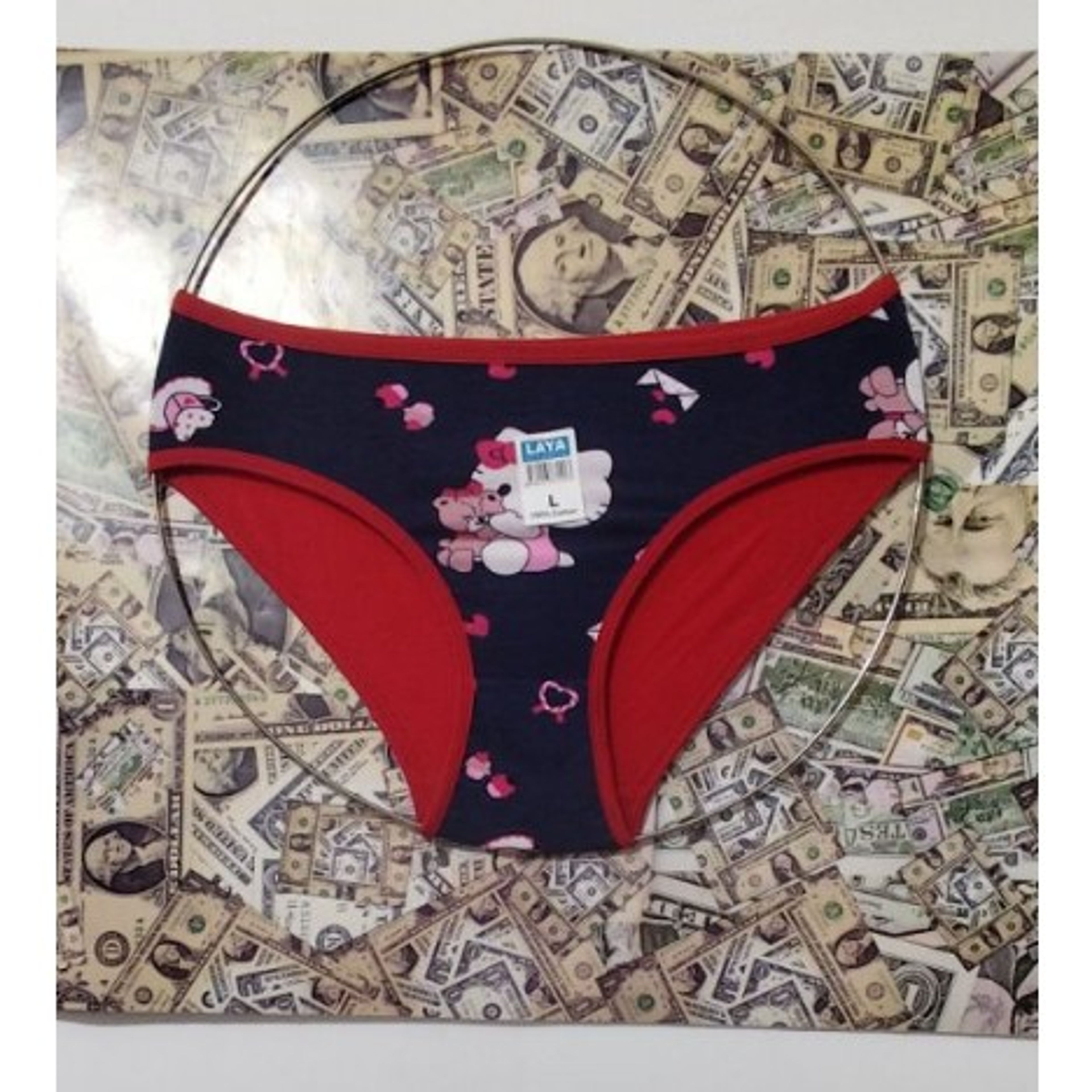 فروش اینترنتی شورت اسلیپ زنانه نخ پنبه برند Laya طرح Hello Kitty سایز لارجL