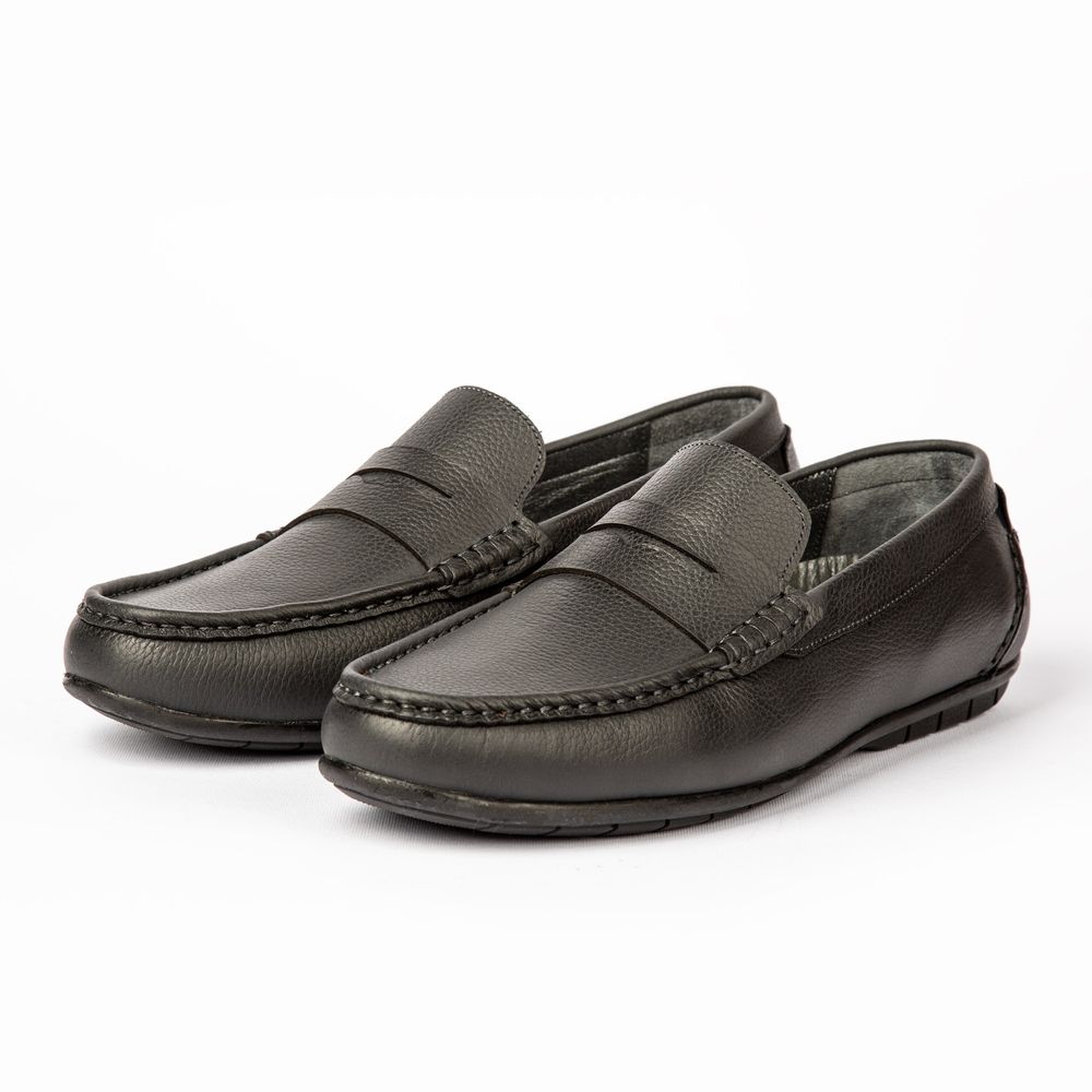 خرید اینترنتی قیمت کالج مردانه چرم طبیعی مدل (فلوتر - طوسی تیره)