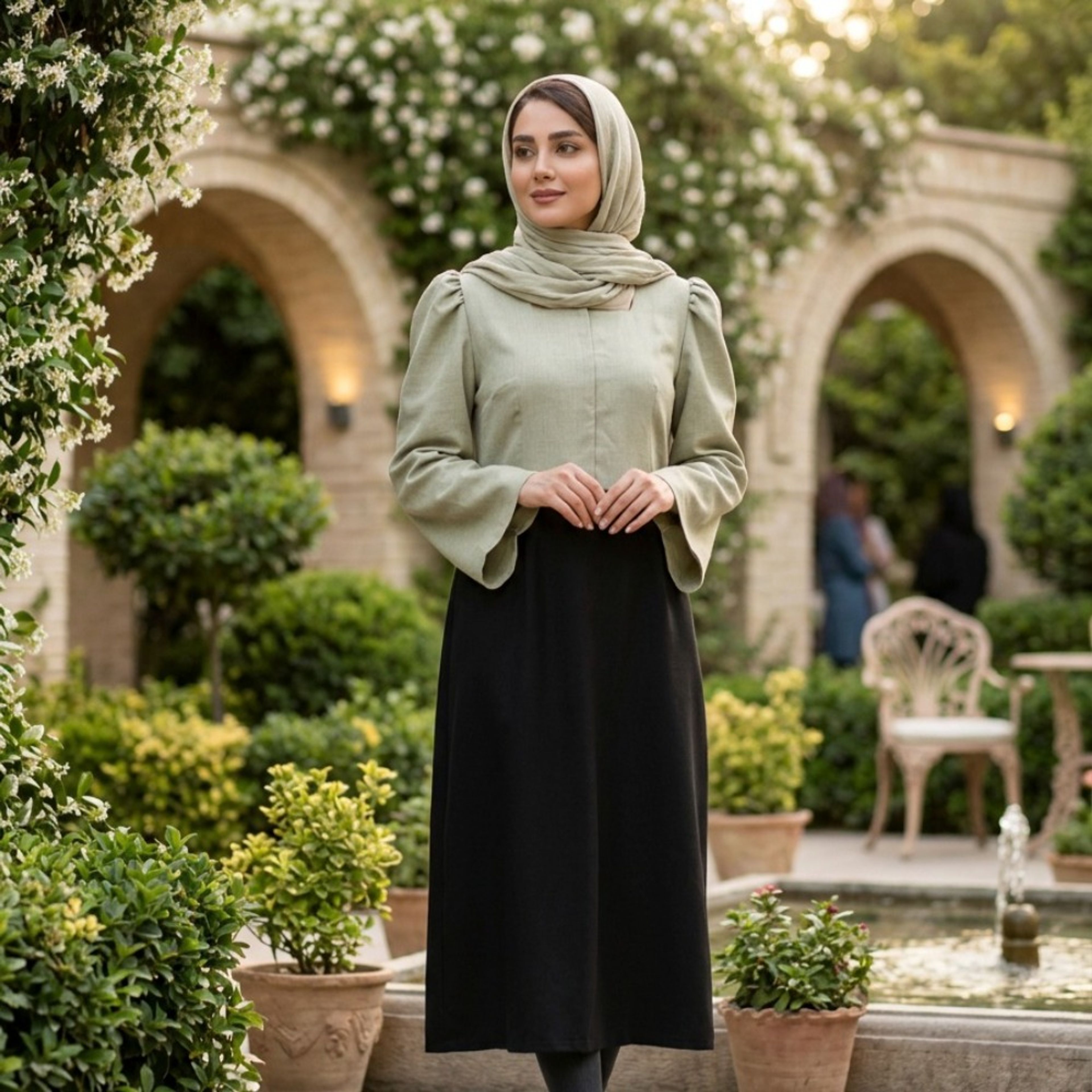 خرید انلاین کفتان مدل پریزاد سبز مشکی