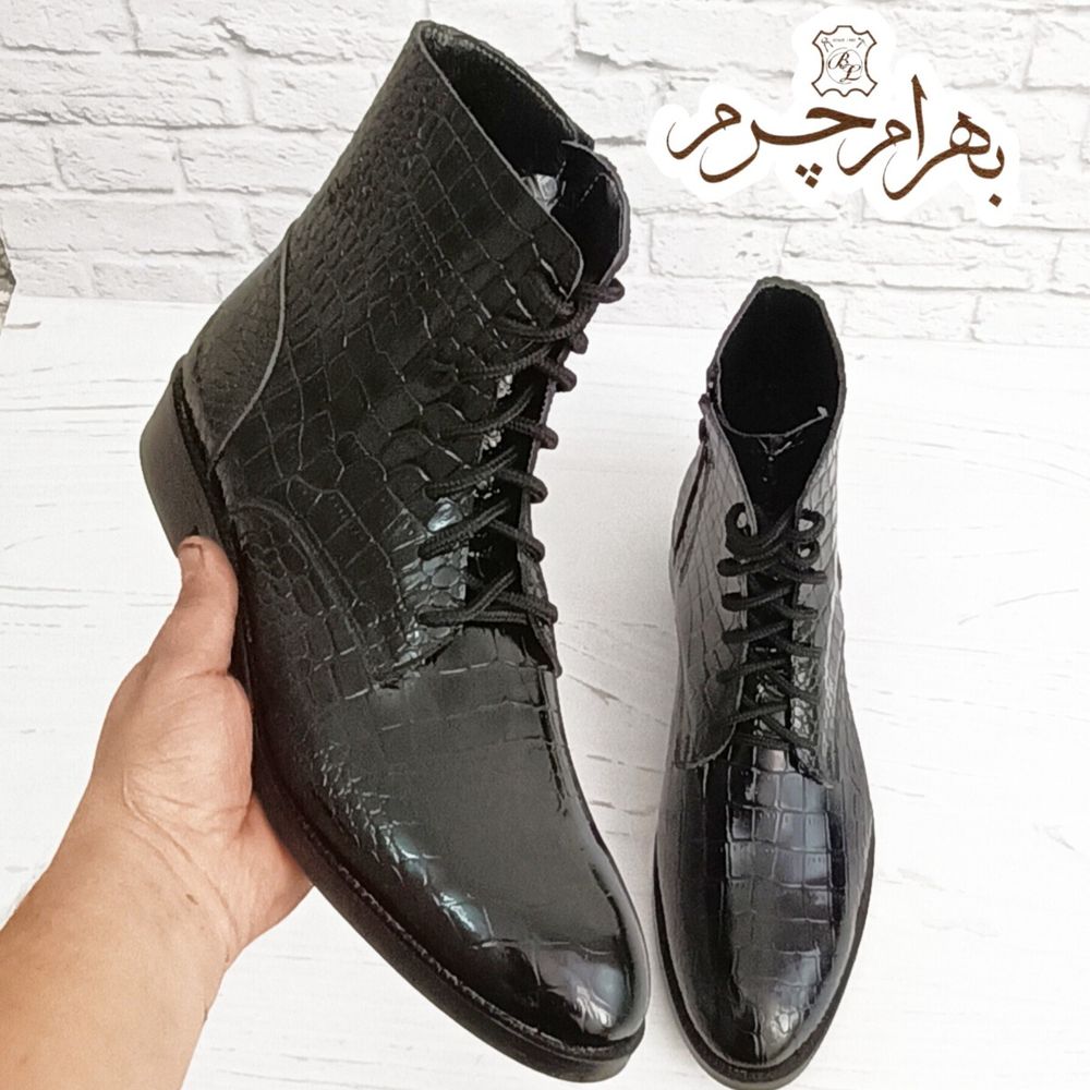 خرید انلاین نیم بوت مردانه رسمی چرم طبیعی دستدوز مدل آلپ کروکودیلی
