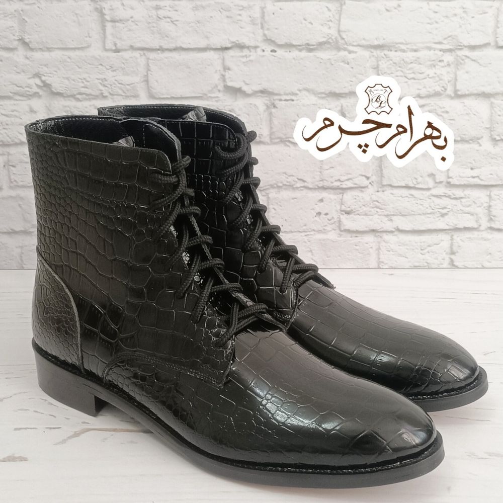 خرید آنلاین نیم بوت مردانه رسمی چرم طبیعی دستدوز مدل آلپ کروکودیلی