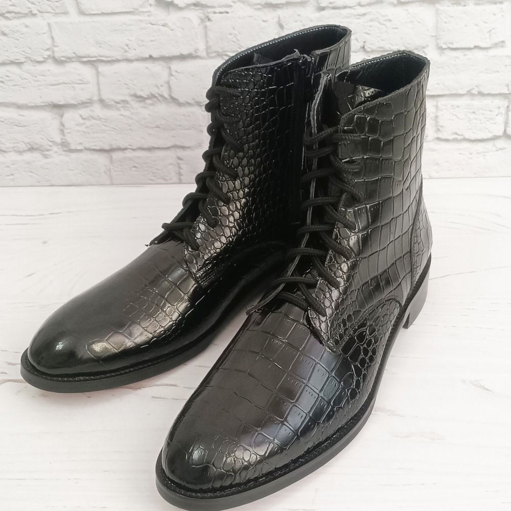 قیمت ارزان نیم بوت مردانه رسمی چرم طبیعی دستدوز مدل آلپ کروکودیلی