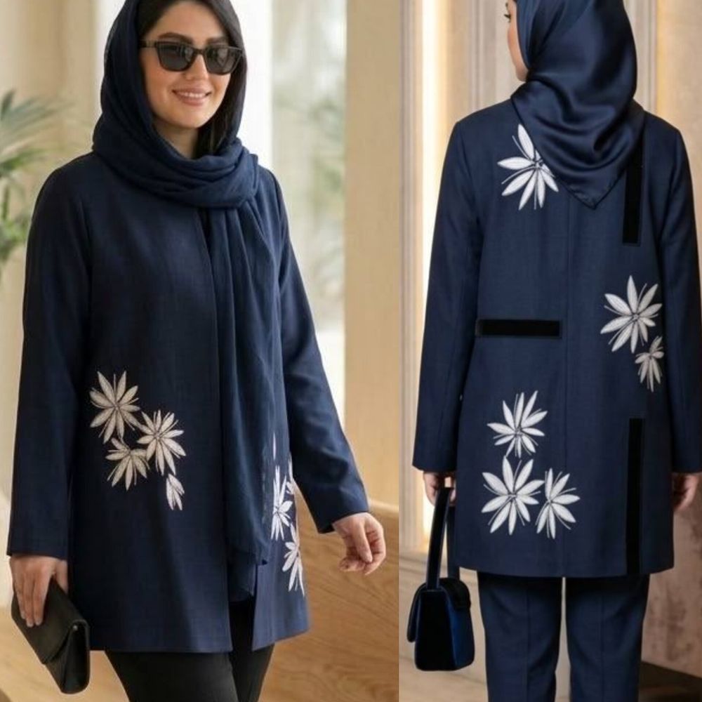 فروش اینترنتی مانتو مزونی گلدوزی مدل سرنا