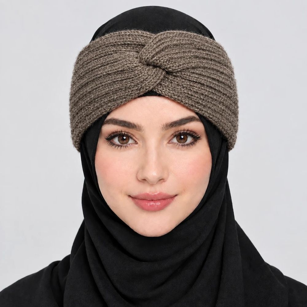 فروش اینترنتی هدبند بافت زنانه مدل گره ای پاپیونی برند کانفی رنگ قهوه ای موکا Mocha Taupe