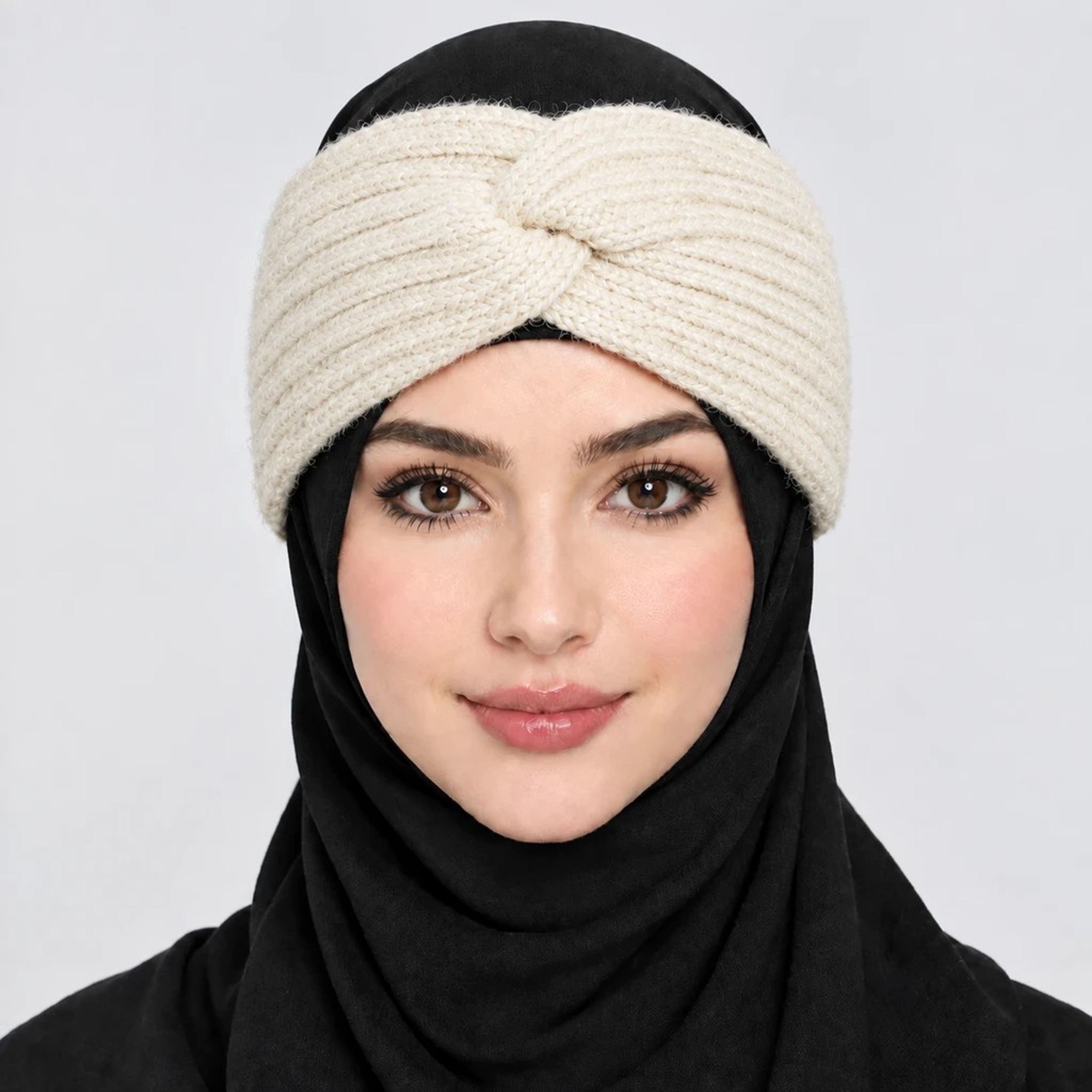 قیمت ارزان هدبند بافت زنانه مدل گره ای پاپیونی برند کانفی رنگ کرم شیری Cream