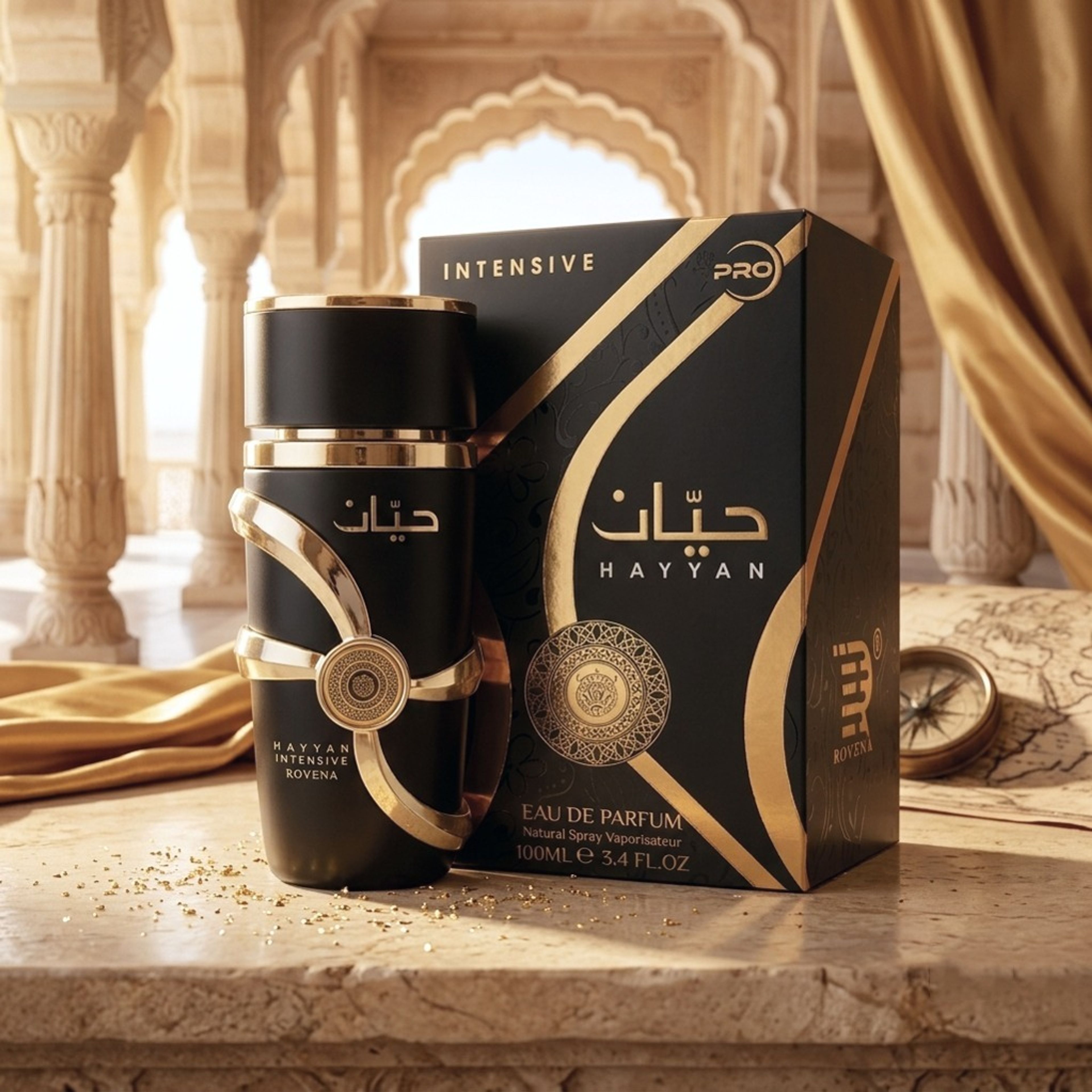 فروش اینترنتی عطر ادکلن 2026 مردانه حیان اینتنسیو روونا فرانسه گرم و شیرین شیشه لوکس
