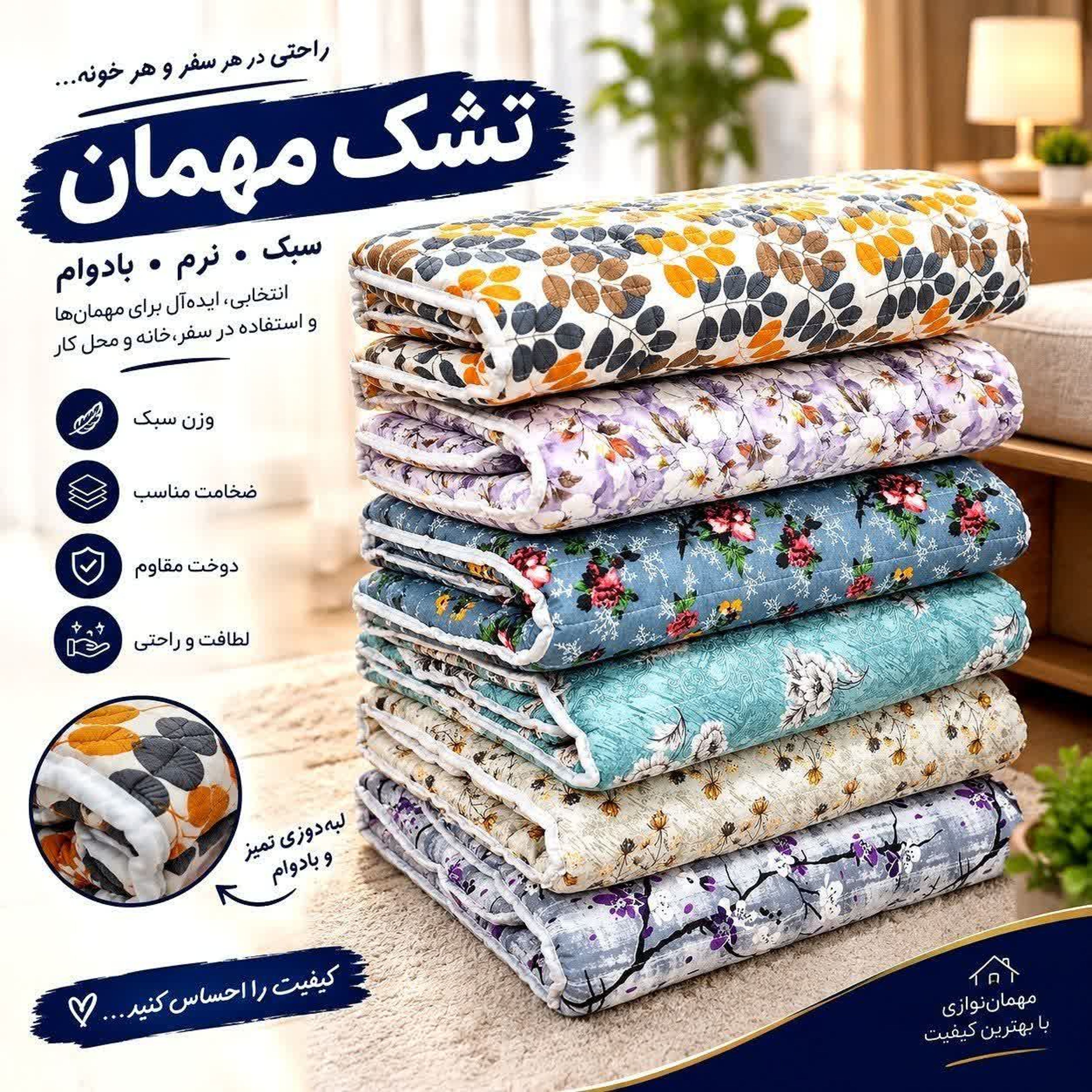 مشخصات تشک مهمان تک نفره اقتصادی برند خوشنام هگمتان