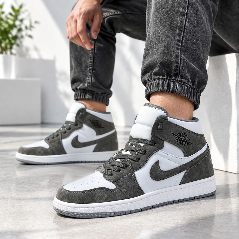 فروش اینترنتی کتانی نایک جردن وان ساقدار سفید طوسی جذاب Nike Jordan one High