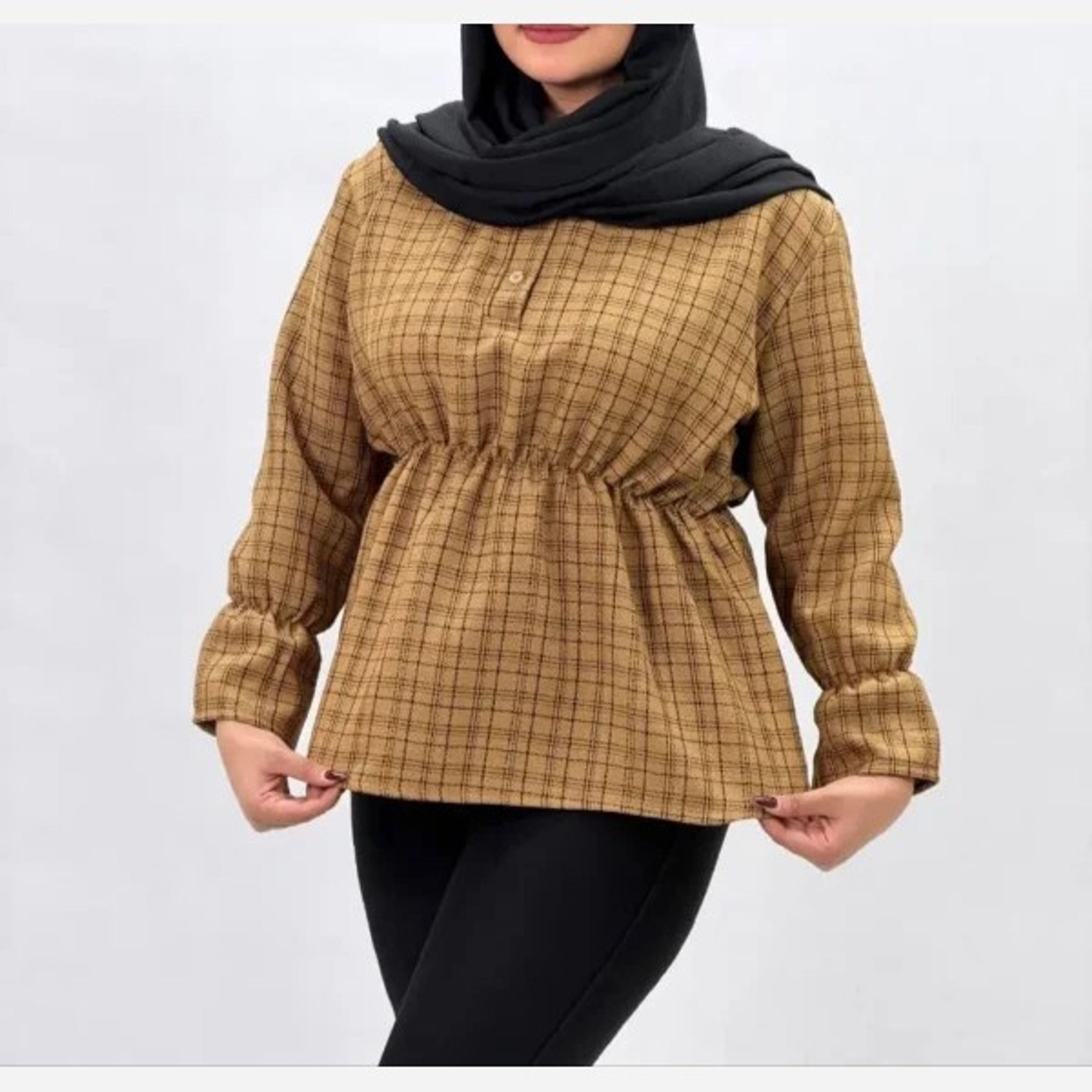 فروش اینترنتی مانتوشومیز پاییزه مدل کمرکش ریما