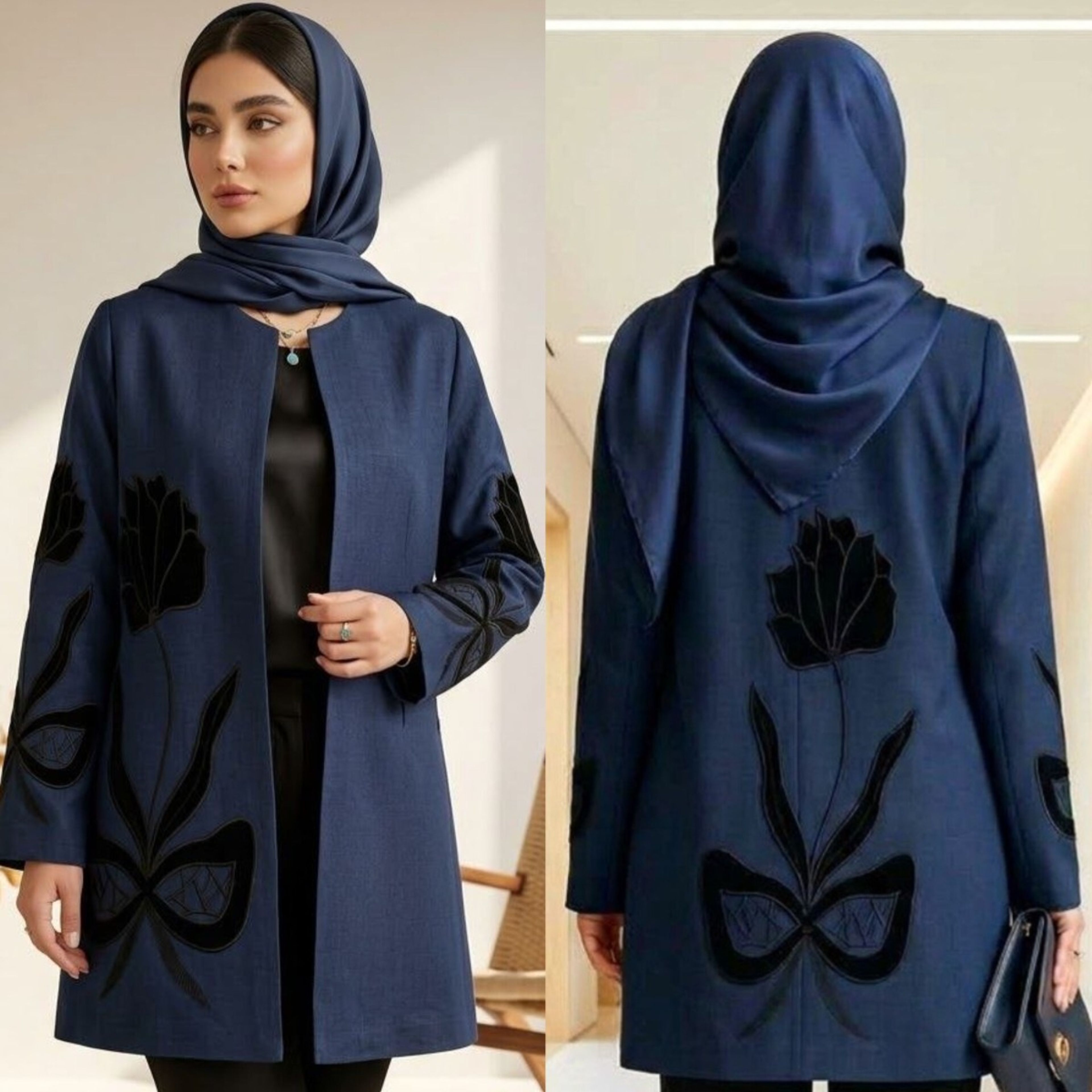 خرید آنلاین مانتو مزونی گلدوزی مدل ژینا