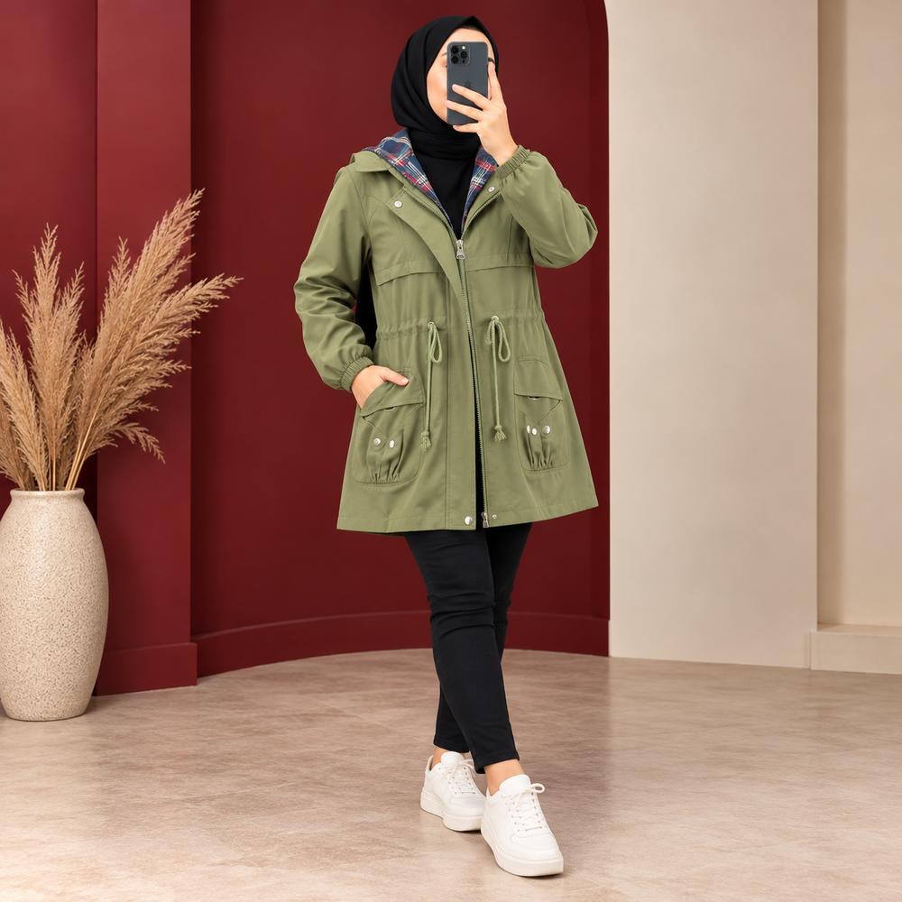 خرید اینترنتی قیمت کاپشن کلاهدار والنتینا | کد 6068