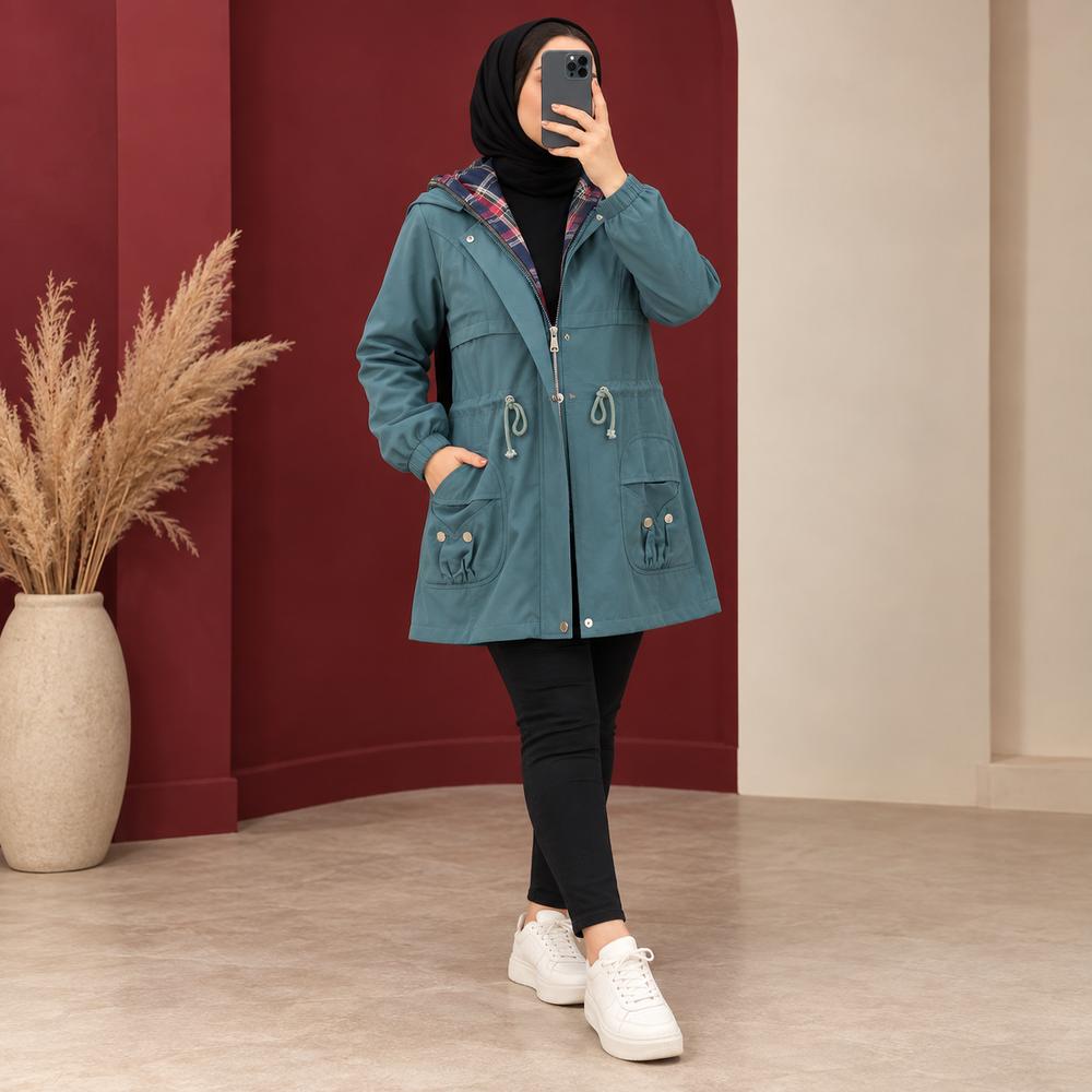 خرید اینترنتی قیمت کاپشن کلاهدار والنتینا | کد 6068