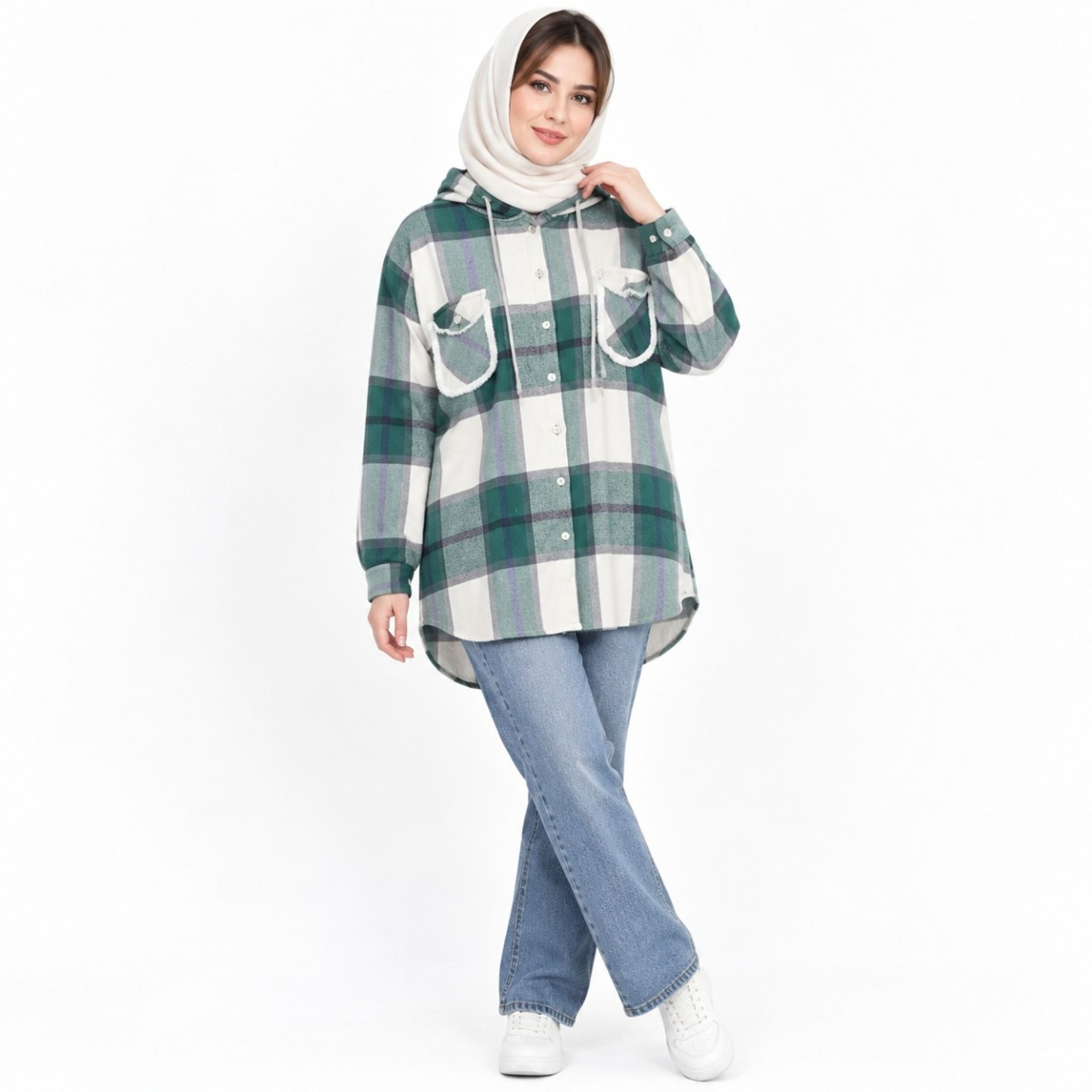 خرید اینترنتی شکت زنانه داخل خز چهارخونه وارداتی