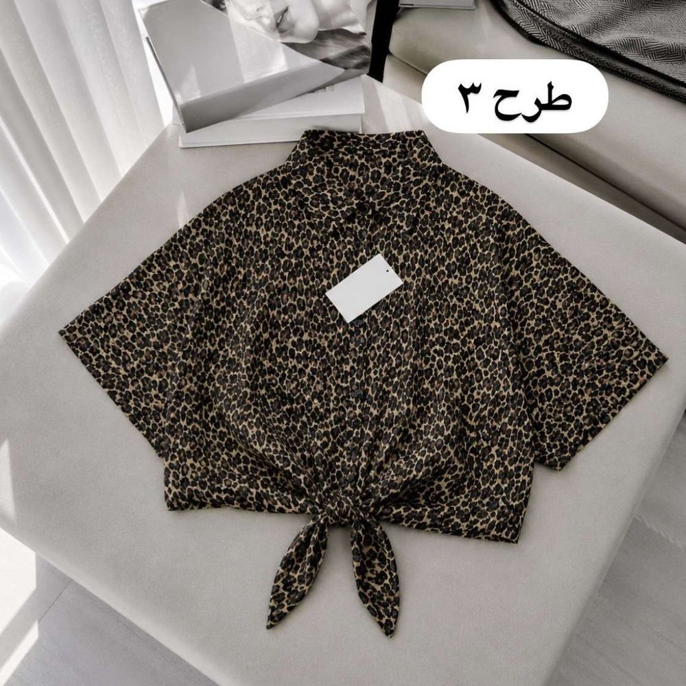 خرید انلاین شومیز زنانه پلنگی مدل گره‌ای با پارچه صوفیا
