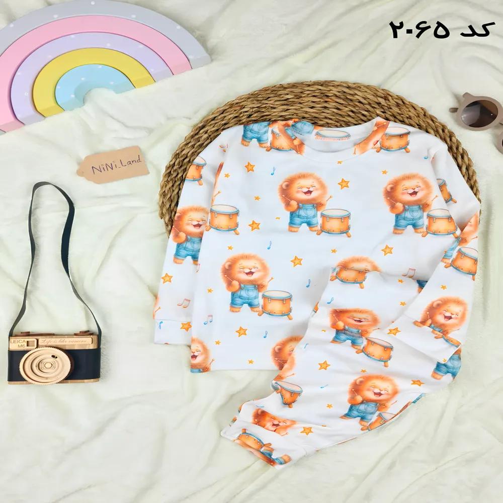 خرید آنلاین ست بلوز و شلوار راحتی شیر طبل زن کد 2065