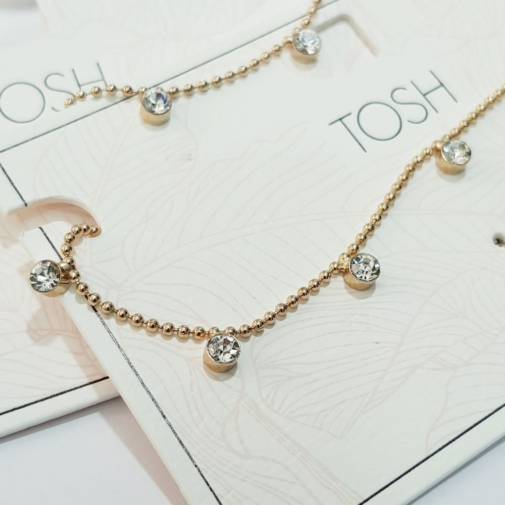 قیمت ارزان پابند زنانه طلایی آویز نگین از برند Tosh کد 013