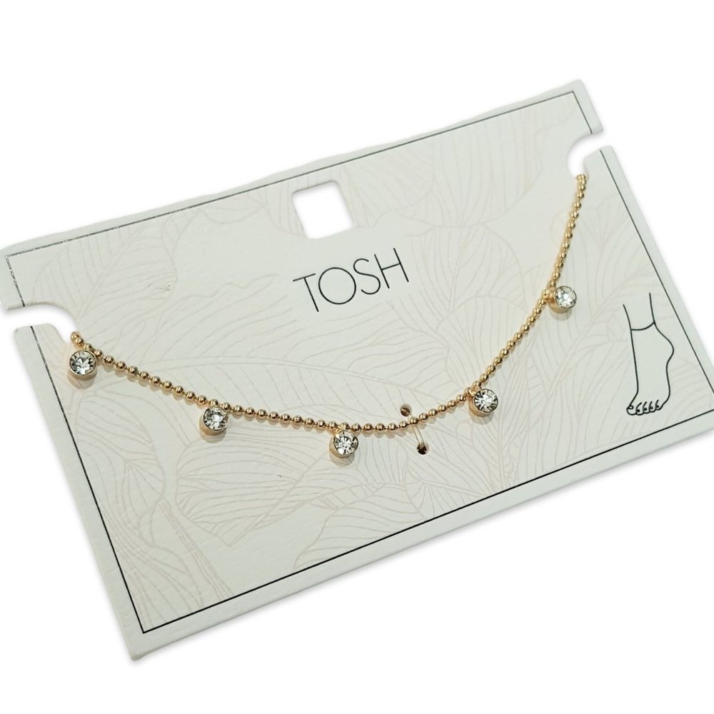 خرید اینترنتی پابند زنانه طلایی آویز نگین از برند Tosh کد 013