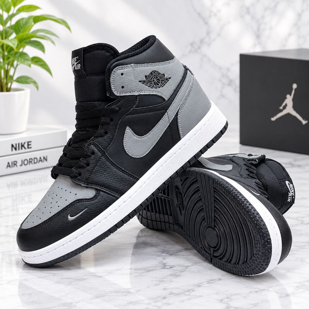 قیمت ارزان کتانی نایک جردن وان ساقدار رنگ پرطرفدار مشکی طوسی Nike Jordan one