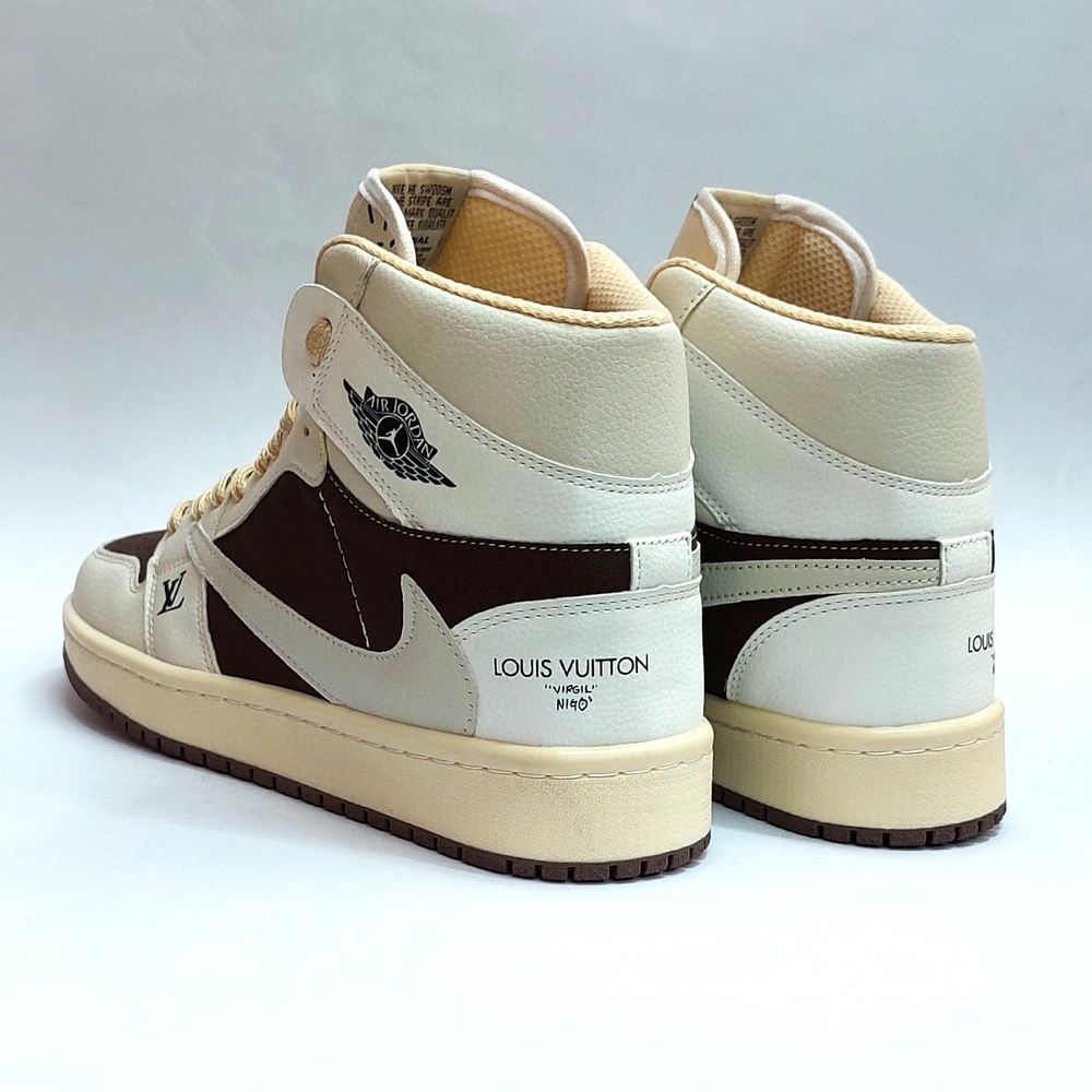 فروش اینترنتی کتانی نایک جردن تراویس ساقدار لویی ویتون کرم قهوه ای Nike Jordan Travis LV