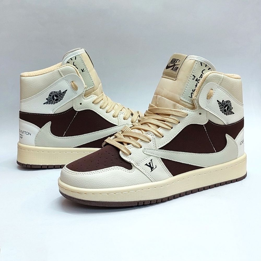 قیمت کتانی نایک جردن تراویس ساقدار لویی ویتون کرم قهوه ای Nike Jordan Travis LV