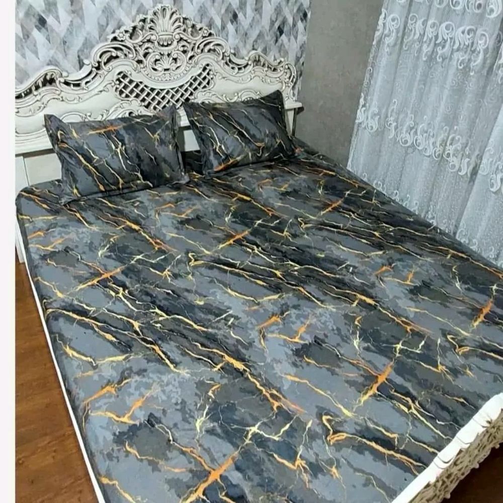 خرید اینترنتی قیمت کاور تخت دو نفره طرح سنگ مرمر طوسی برند خوشنام هگمتان کد 002