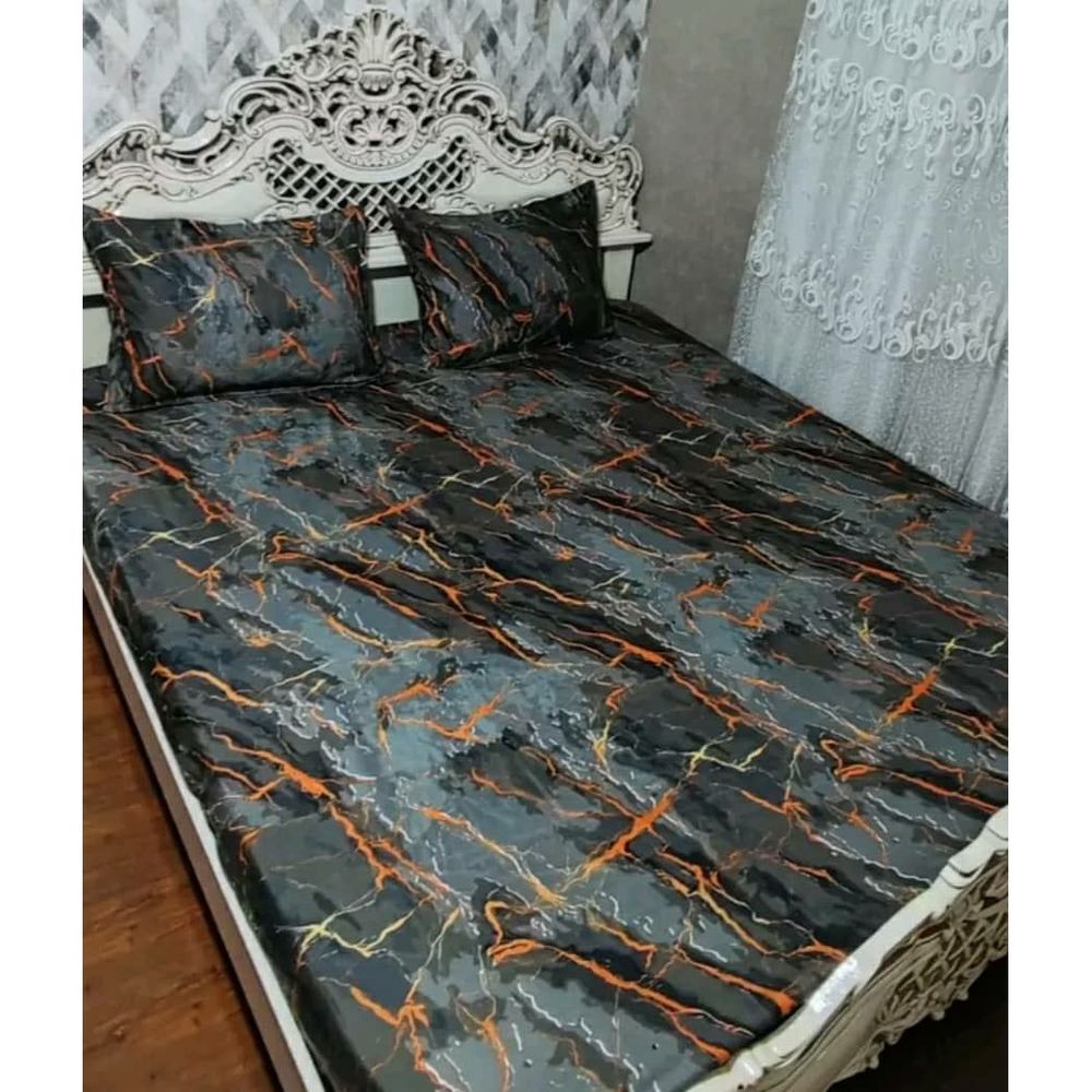 خرید اینترنتی قیمت کاور تخت کش دوزی شده دو نفره طرح سنگ مرمر کد 300 برند خوشنام هگمتان