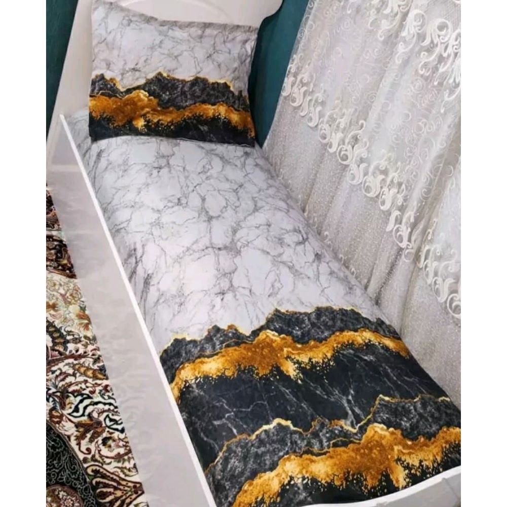 خرید اینترنتی قیمت کاور تخت یک نفره به همراه روبالش طرح شن ریز کش دوزی برند خوشنام هگمتان
