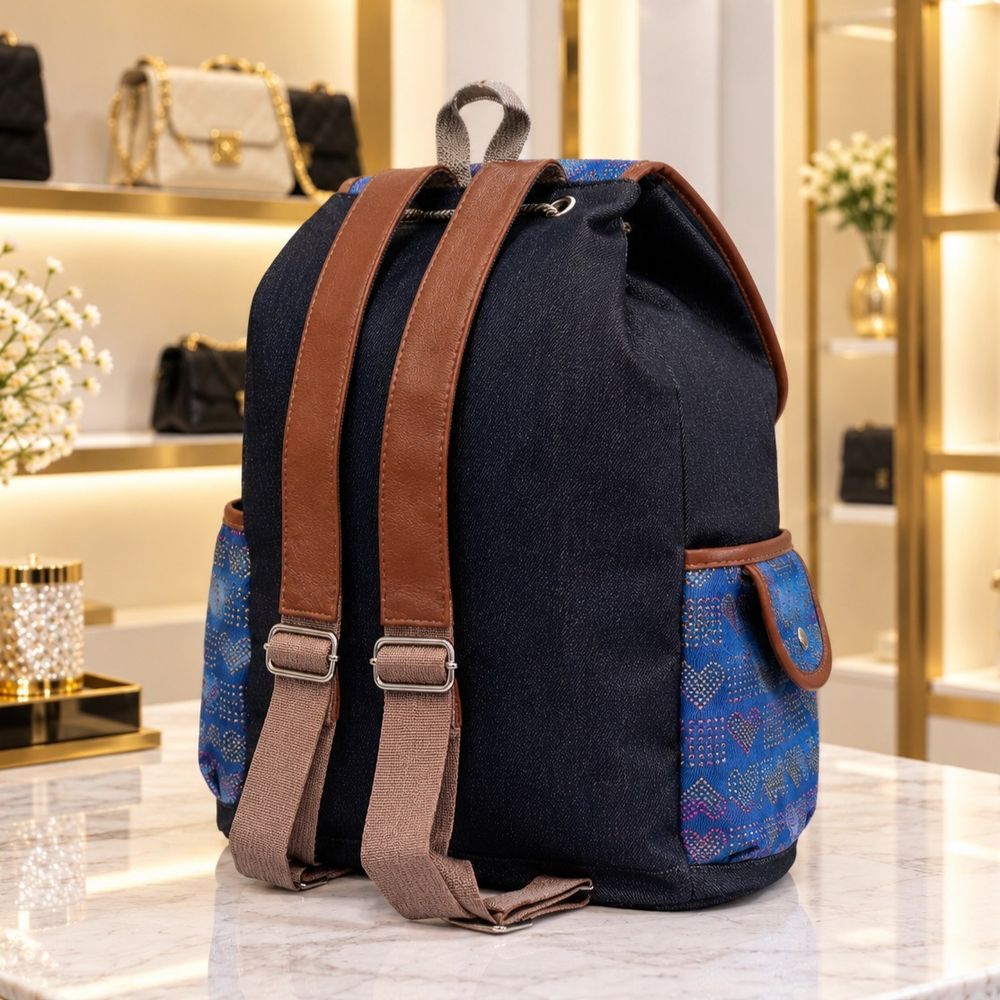 خرید اینترنتی کوله پشتی جین طرح قلب