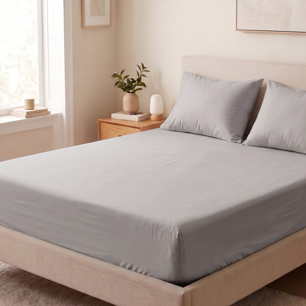 خرید اینترنتی قیمت سرویس ملحفه کشدار دو نفره پارچه میکرو تکرنگ 3 تکه عرض180