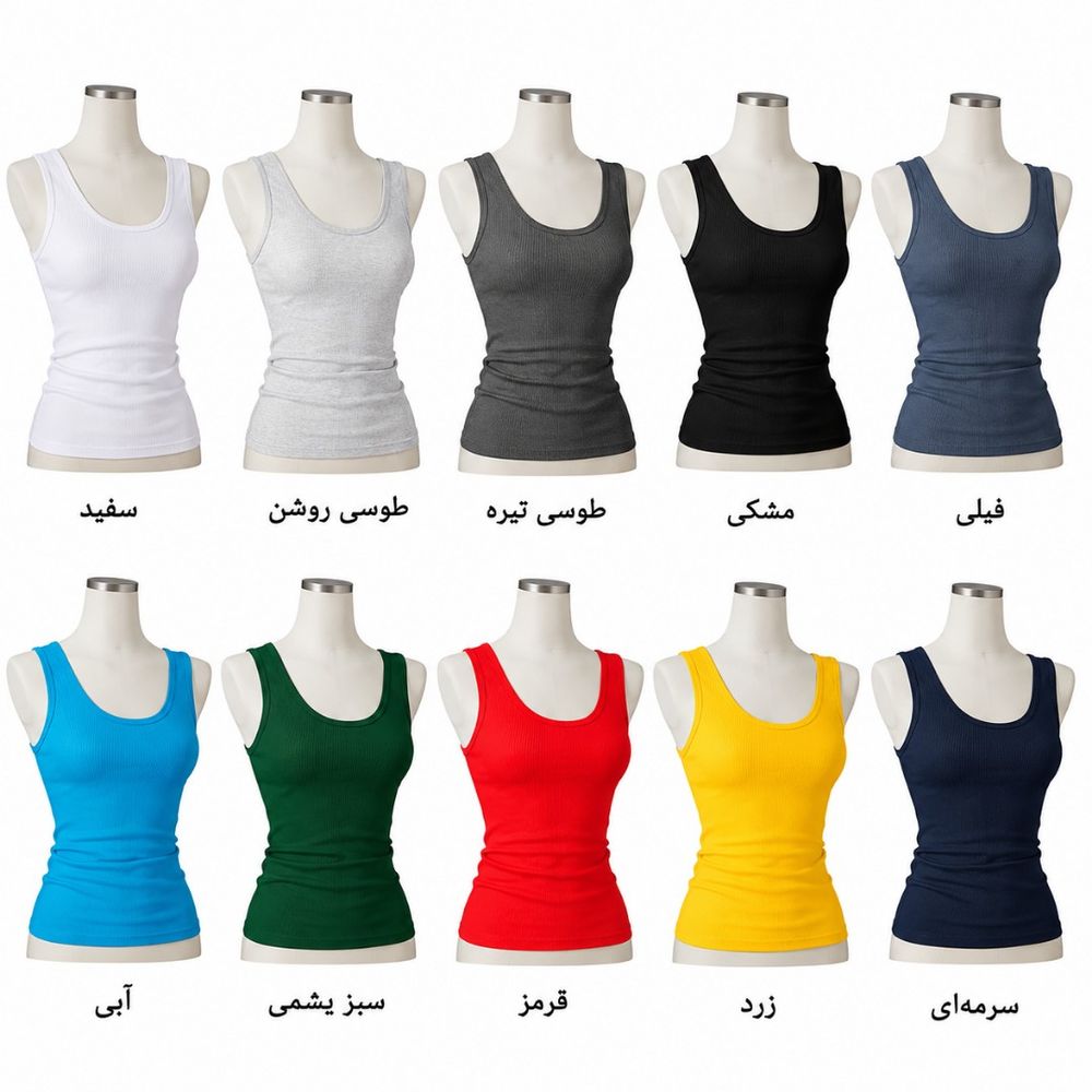 فروش اینترنتی تنگ تاپ پنبه کبریتی درشت زنانه 10 رنگ