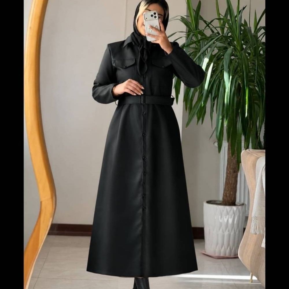 خرید انلاین پالتو چرم بلند اتوسا
