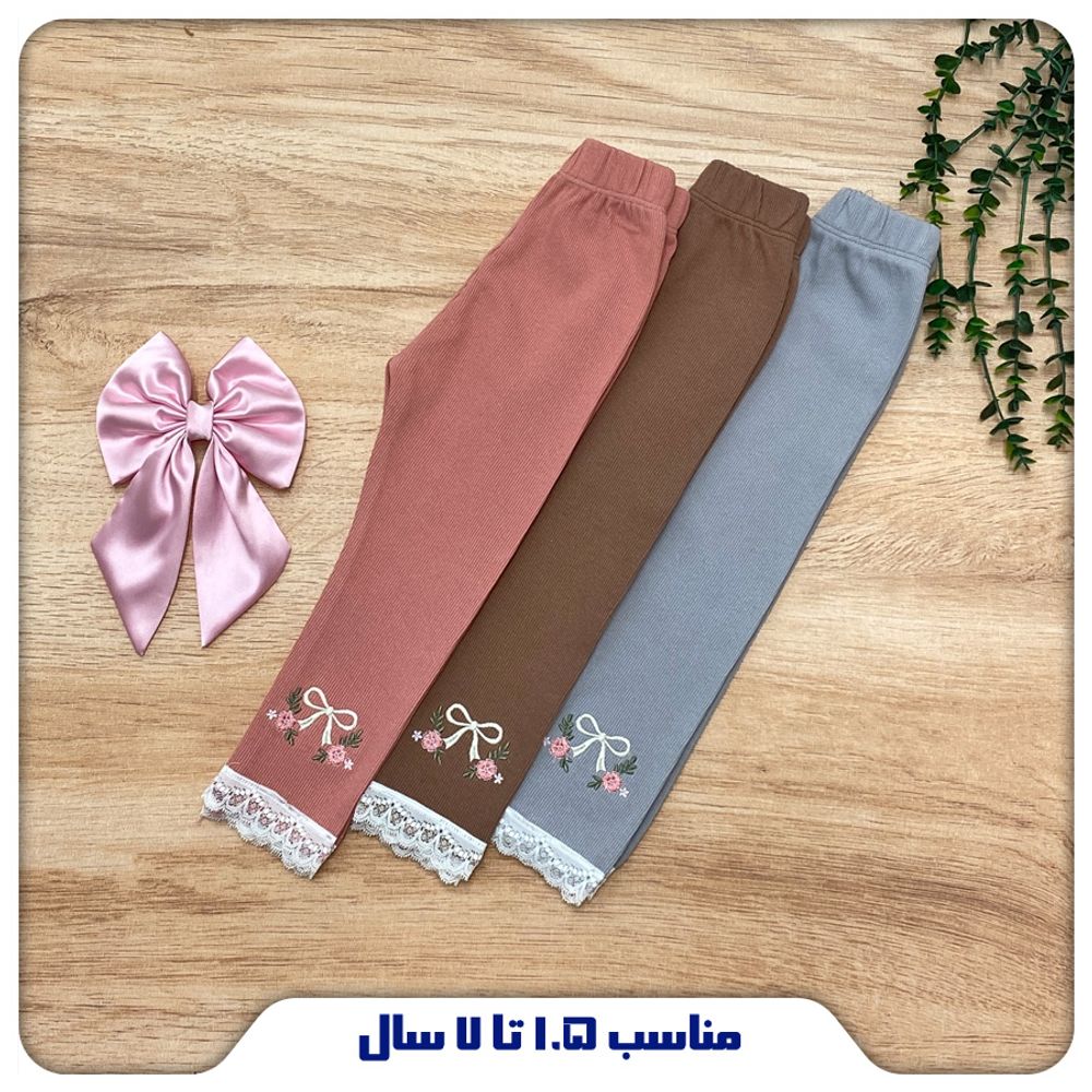خرید اینترنتی قیمت لگ کبریتی دخترانه گلدوزی پاپیون