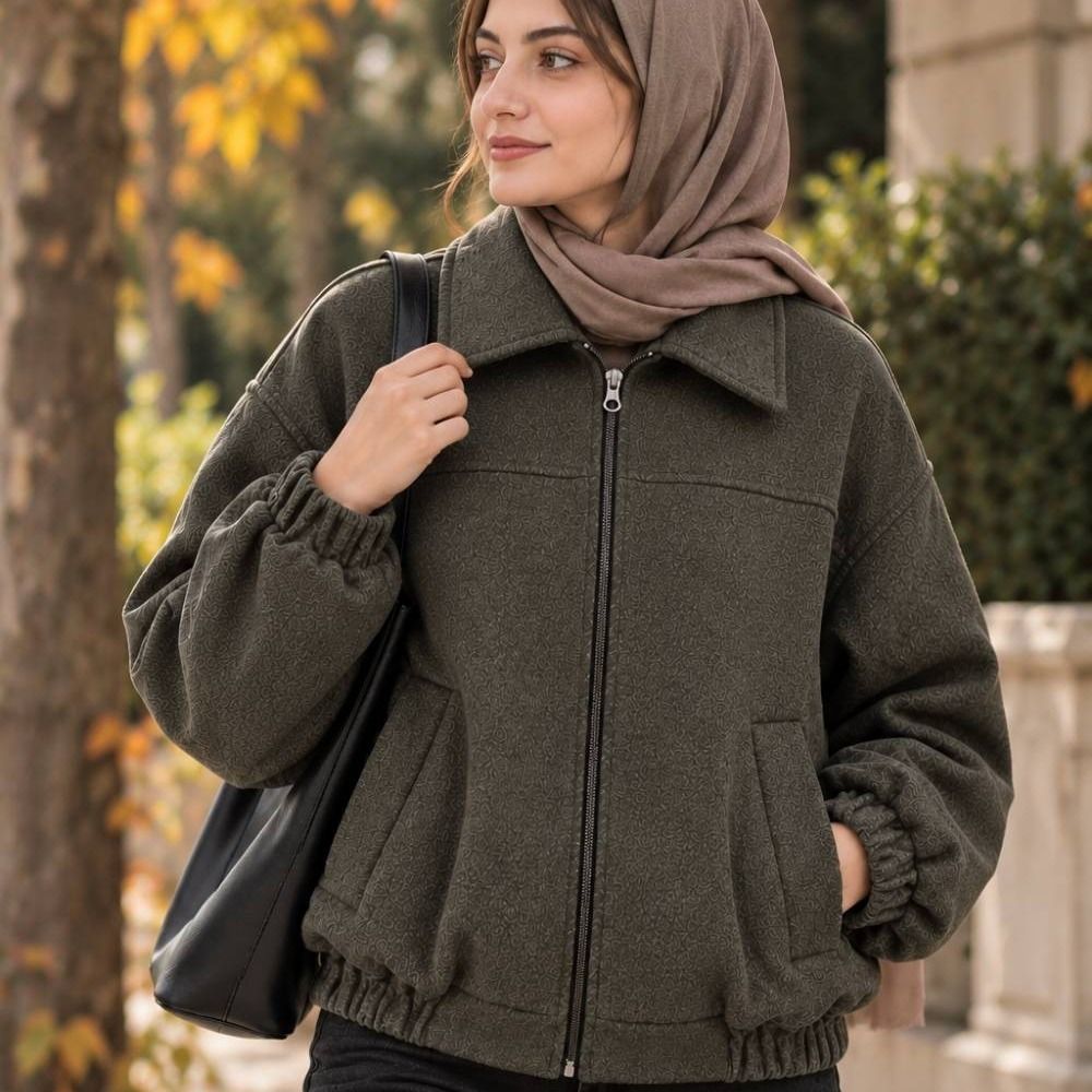 قیمت ارزان بامبر زنانه یقه‌دار کد 33128