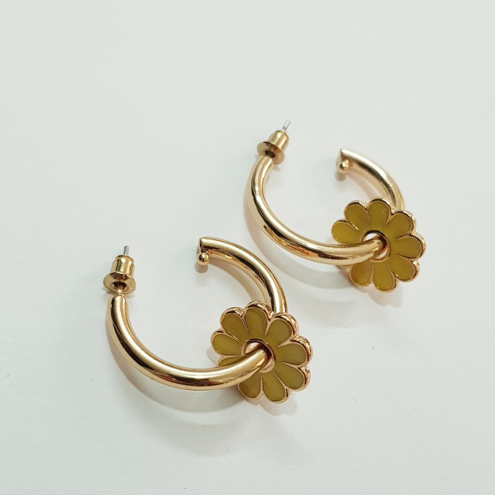 قیمت گوشواره حلقه طلایی آویز گل کد 047